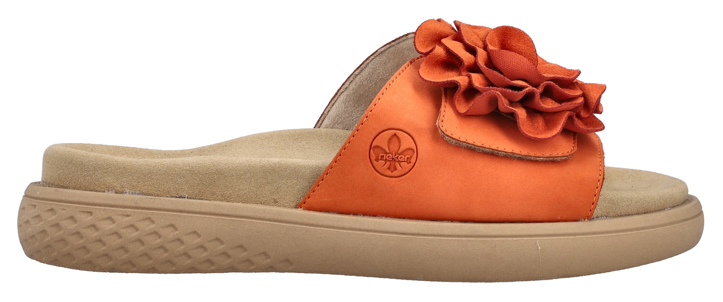 Rieker Pantolette, Sommerschuh, Hausschuh, Strandschuh mit bequemem Fußbett