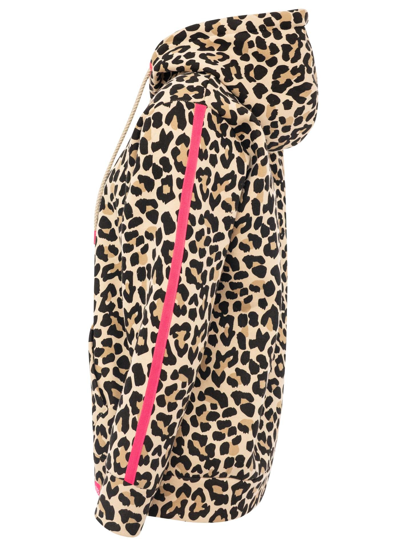 Zwillingsherz Kapuzensweatjacke »"Leo Stripe"« Leomuster, pinker Streifen am Arm, Kapuze mit Kordel, Tasche, Zipper