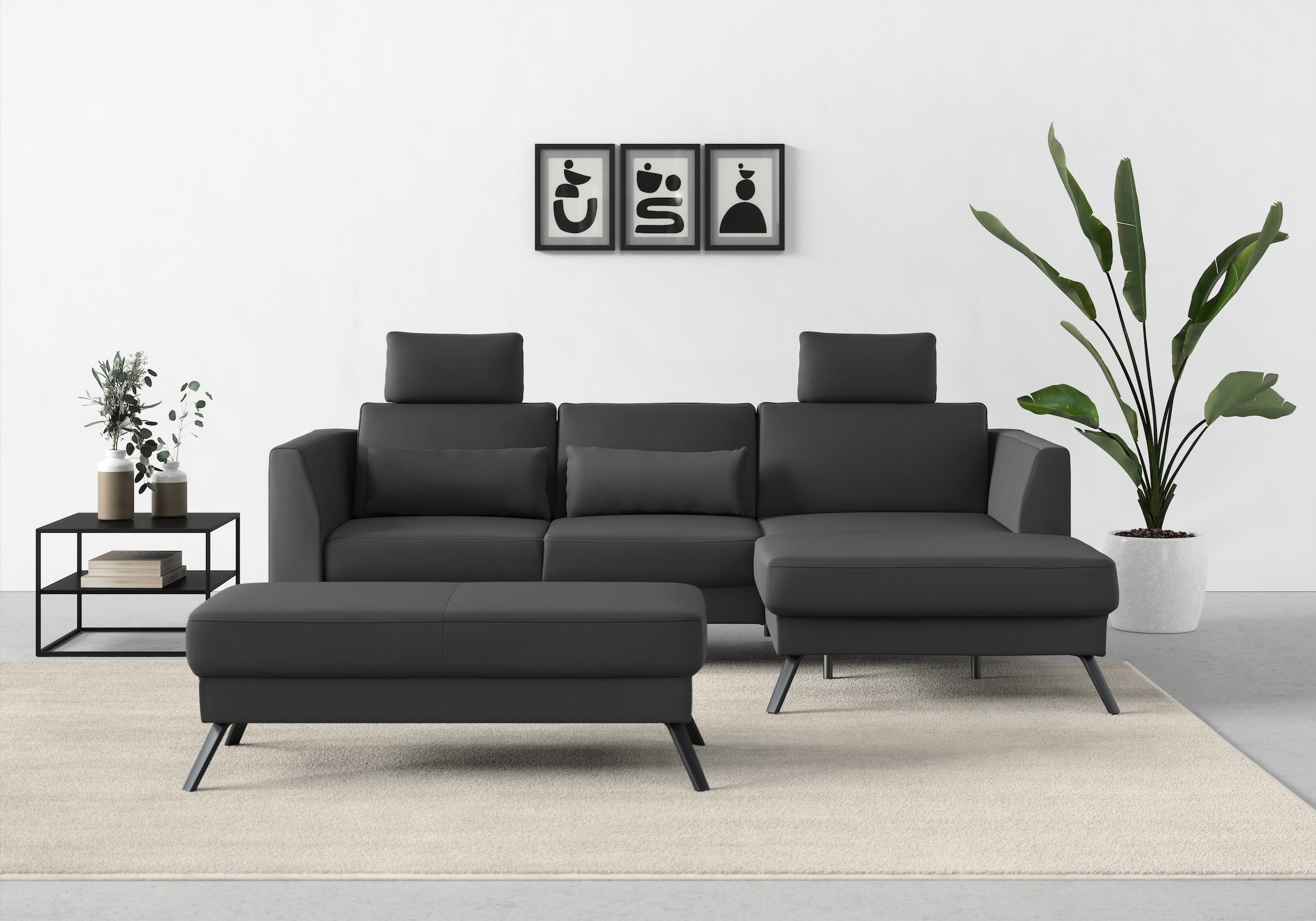 sit&more Ecksofa »Lindholm L-Form« mit Sitztiefenverstellung und Federkern