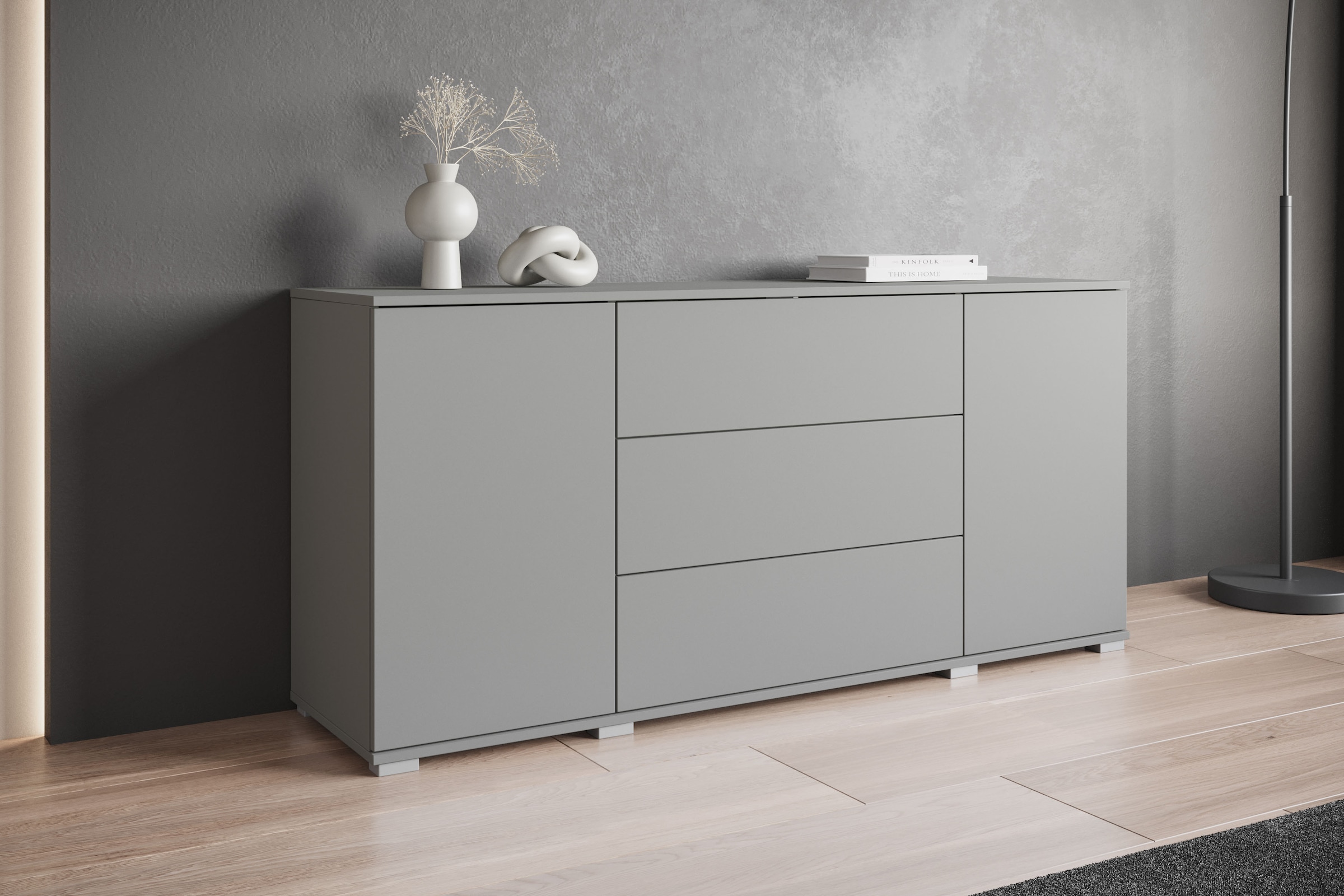 INOSIGN Sideboard »Kenia, Kommode für das Schlafzimmer/Wohnzimmer«, (1 St.), Modernes Sideboard mit 3 Schubladen und 4 Fächern, Breite 150 cm
