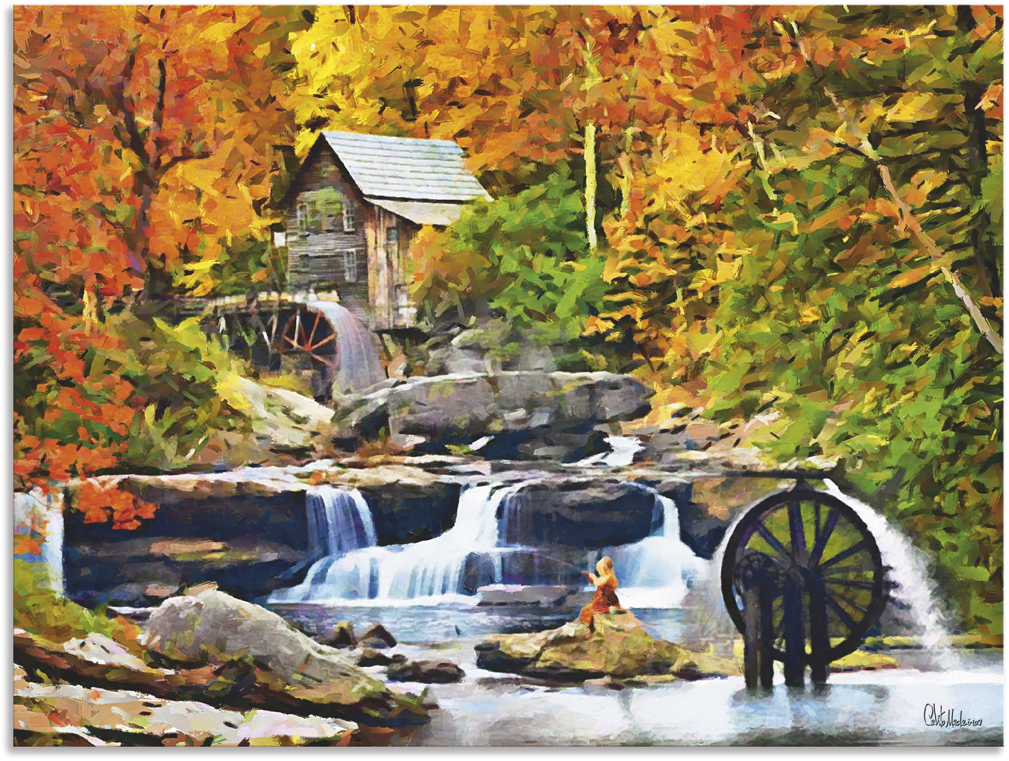 Artland Wandbild »Amerikanische Raten Wandaufkleber St.), (1 versch. Alubild, berühmte Leinwandbild, Waldbilder, Größen in Poster auf bestellen Mühle«, als oder