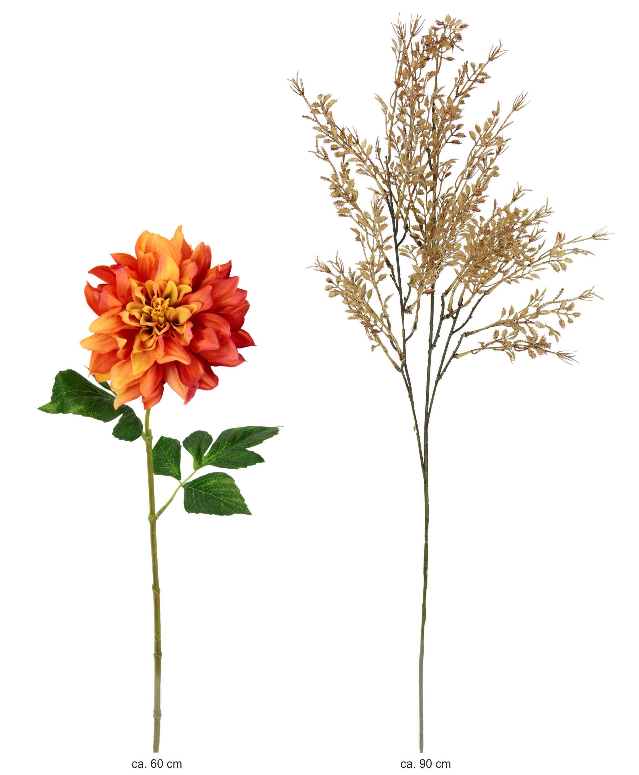 I.GE.A. Kunstblumenstrauß »Kunstblumen Set Dahlie« Mit Dekozweig 62 cm hoch Blumen Arrangement Seidenblumen Einzelblumen
