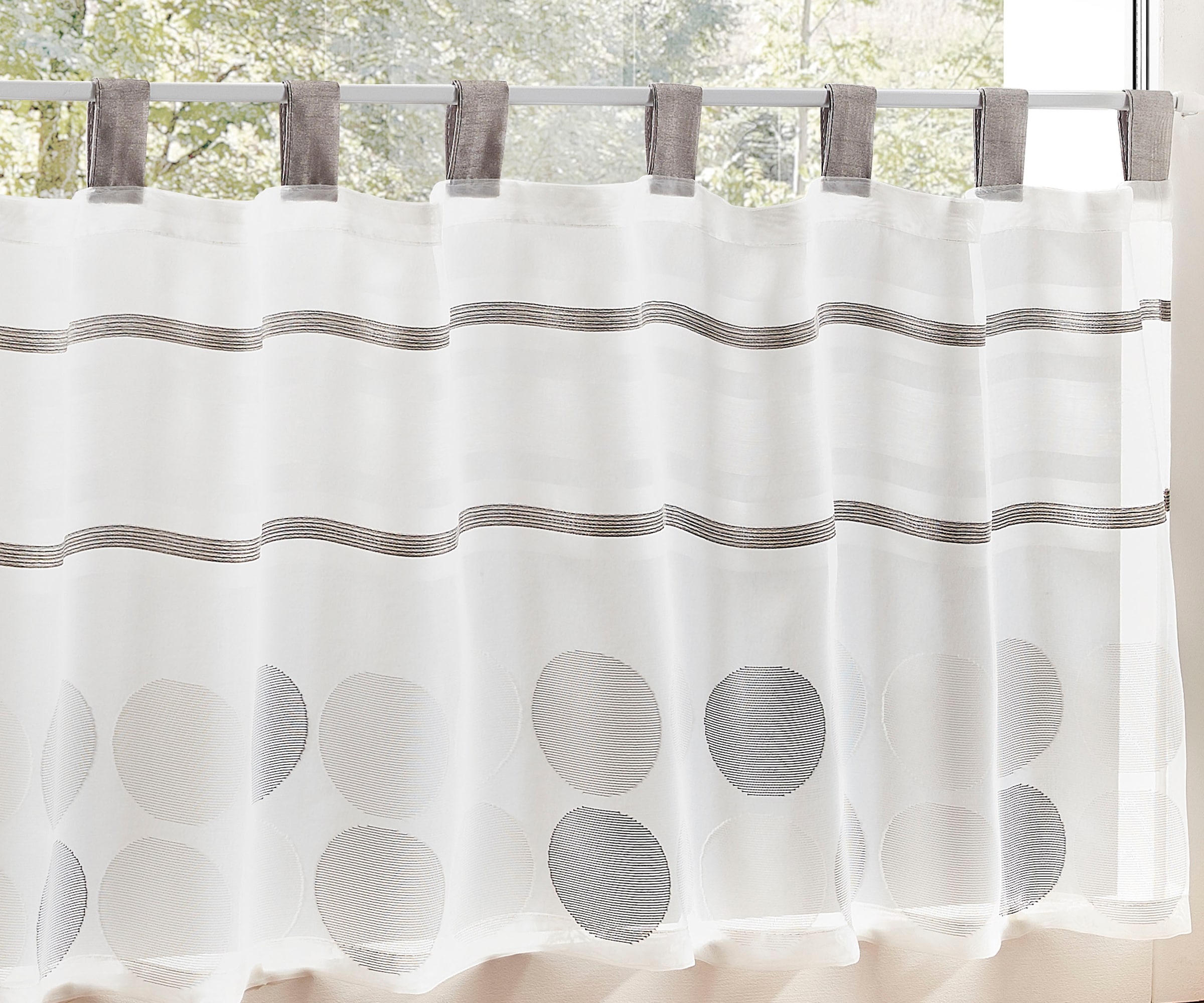 decolife Scheibengardine »Malie« Schlaufen 1 Stk. tlg. HxB: 45x140, Scheibengardine mit Webstruktur