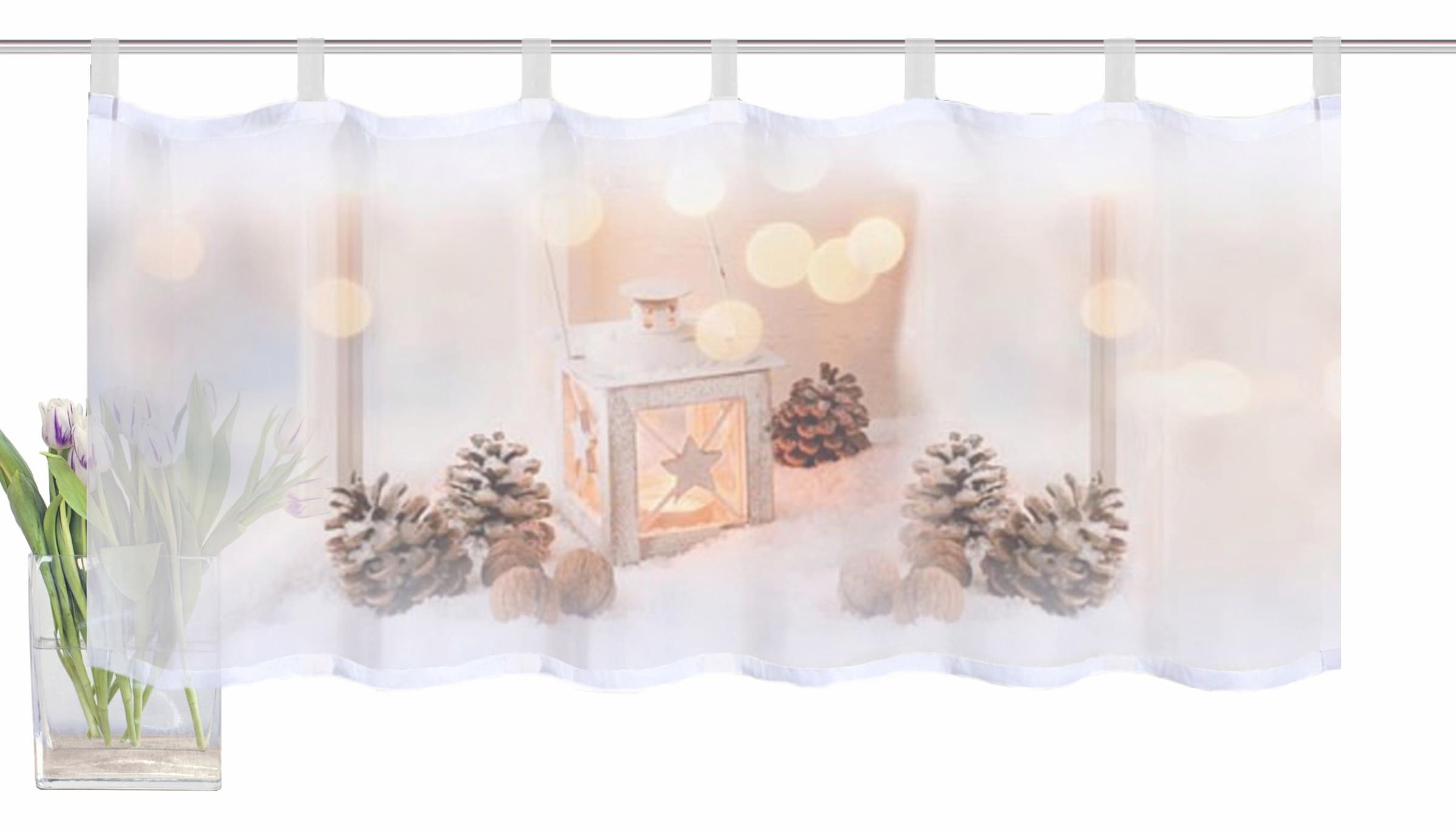 HOME WOHNIDEEN Scheibengardine »LATERNE« Schlaufen 1 Stk. tlg. HxB: 45x120