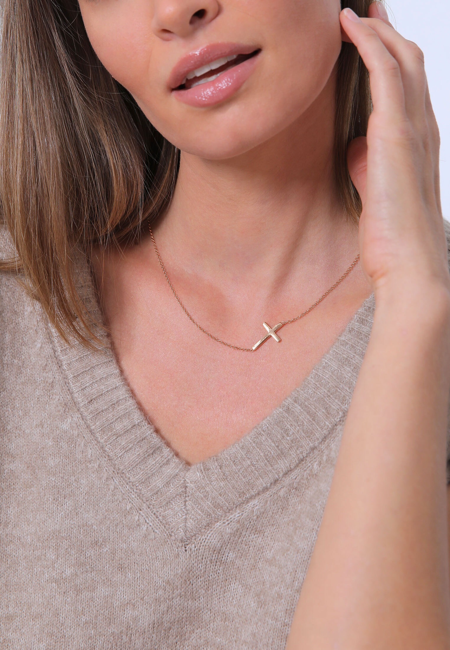 Elli Kette mit Anhänger »Halskette mit Kreuz Schlicht 925 Sterling Silber«