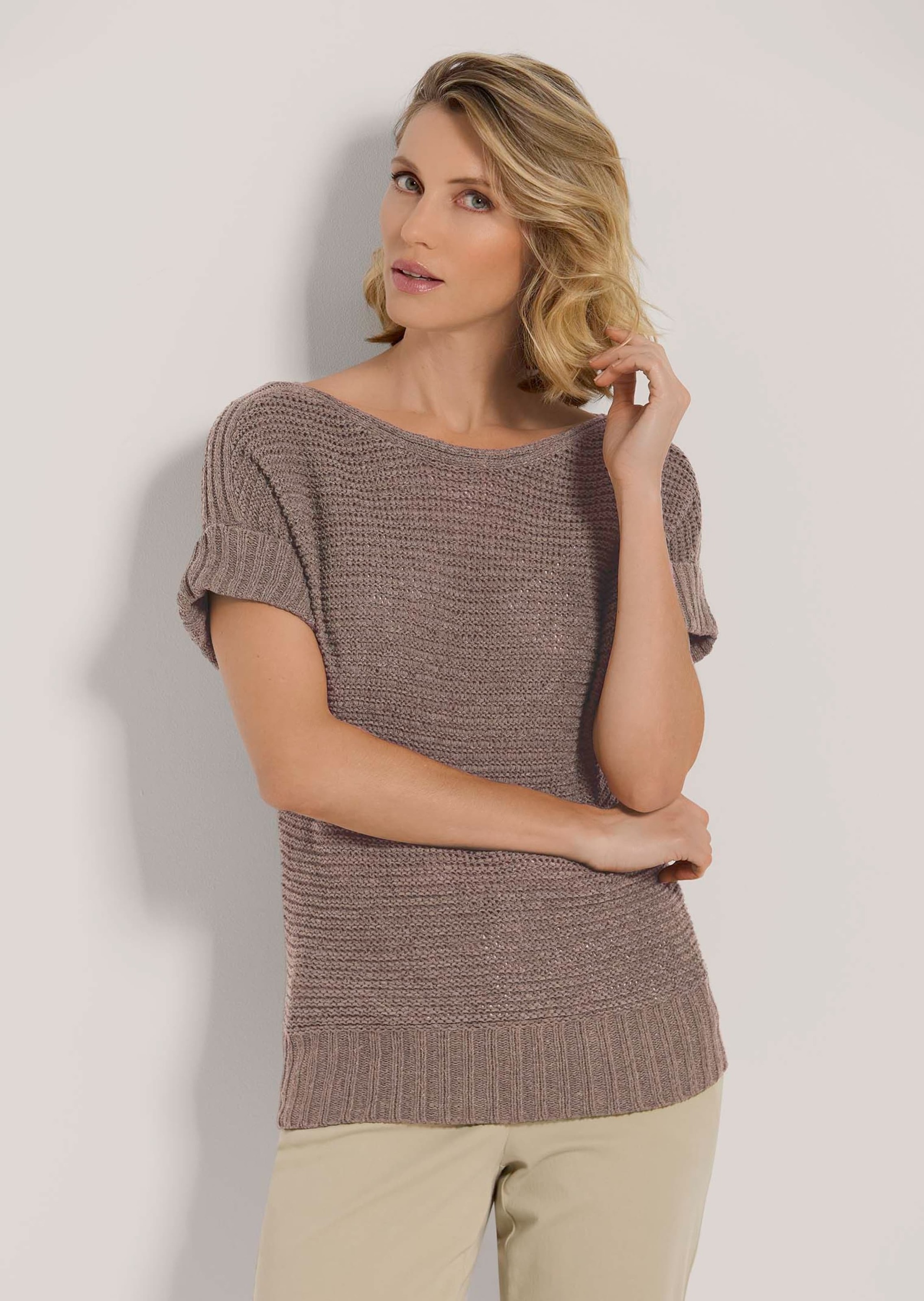 MADELEINE Longpullover »Pullover Kurzarm-Pullover mit Struktur«