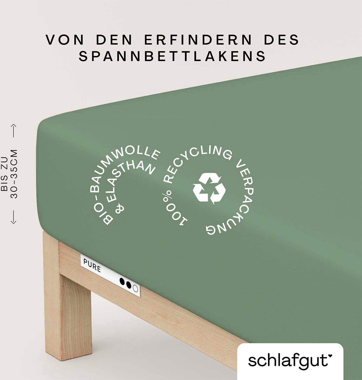 Schlafgut Spannbettlaken »PURE Bio-Baumwolle mit Elasthan, dehnbar blickdicht, straff, Bettlaken«, PREMIUM Laken für Matratzen bis 30cm Höhe, in 90x200, 140x200, 180x200