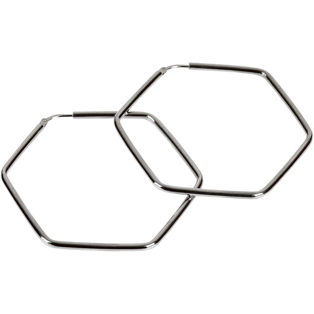 modabilé Paar Creolen »Schmuck Geschenk Silber 925 Ohrringe Hexagon«, (inkl. Putztuch)