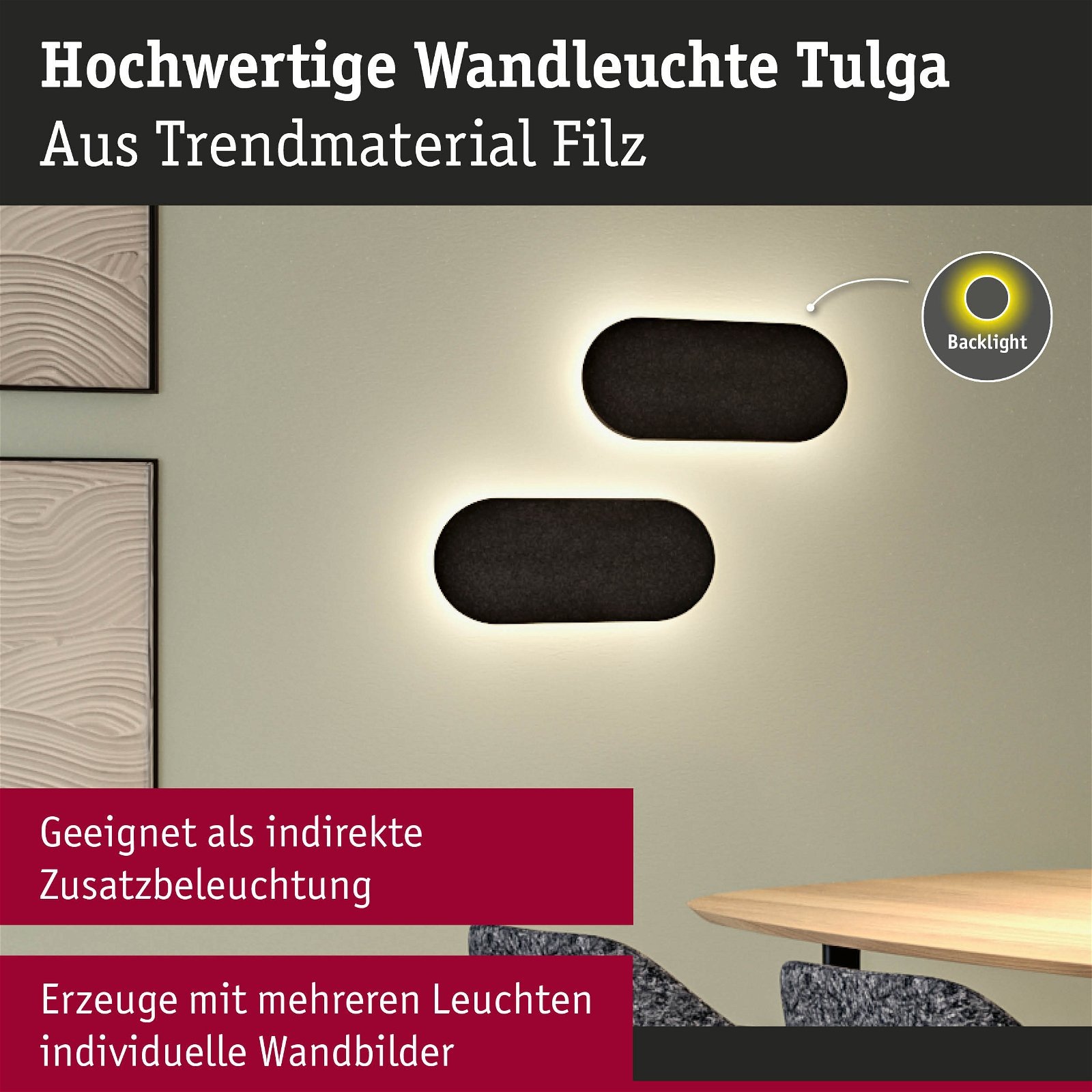 Paulmann LED Wandleuchte »Tulga 2700K 900lm 230V 17W Anthrazit«, 1 flammig, 3-Step-Dim