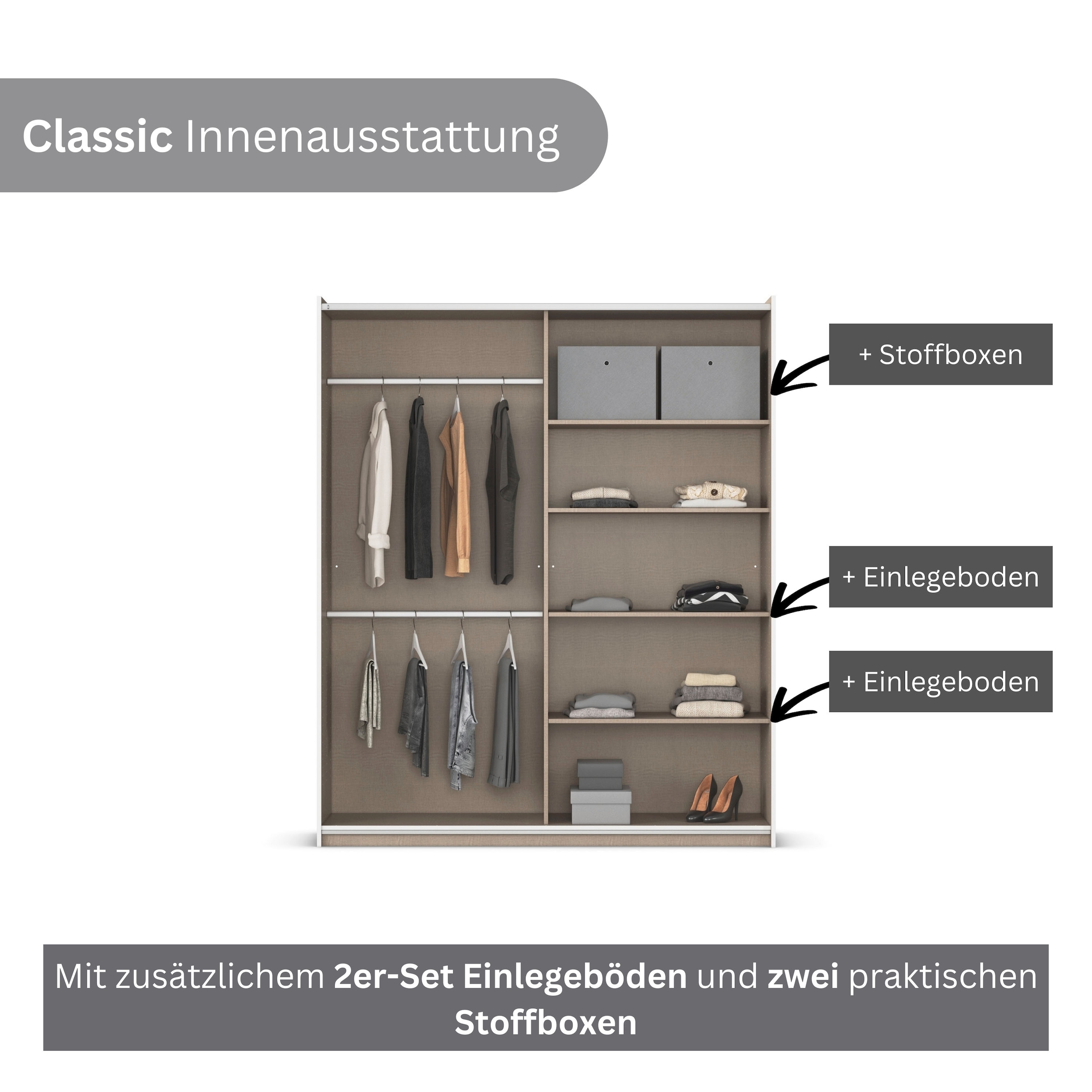 rauch Schwebetürenschrank »Kleiderschrank Schrank Garderobe TOPSELLER ASTANA OTTO´s CHOICE« 3 Ausstattungen BASIC/CLASSIC/PREMIUM (inkl. SOFT-CLOSE-FUNKTION),  mit 3 Spiegelelementen, Metallgriffleisten alufarbig MADE IN GERMANY