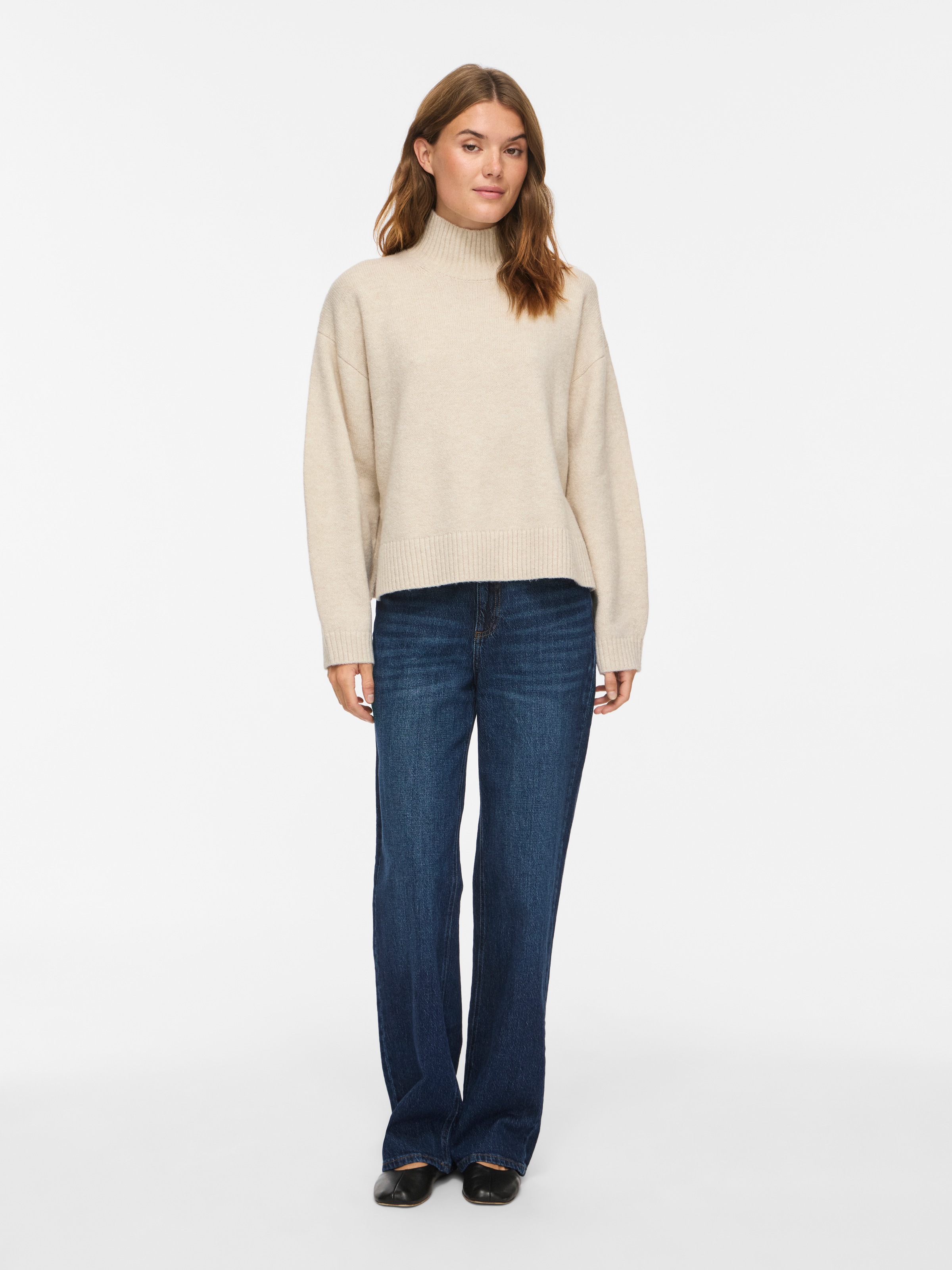 Vila Strickpullover »VISIA L/S HIGH NECK KNIT PULLOVER-NOOS« Materialmix, oversize