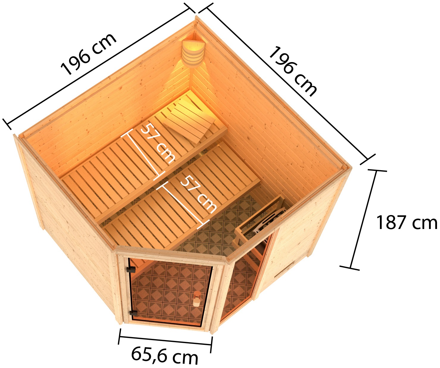 welltime Sauna »Tally«, 9-kW-Bio-Ofen mit ext. Steuerung