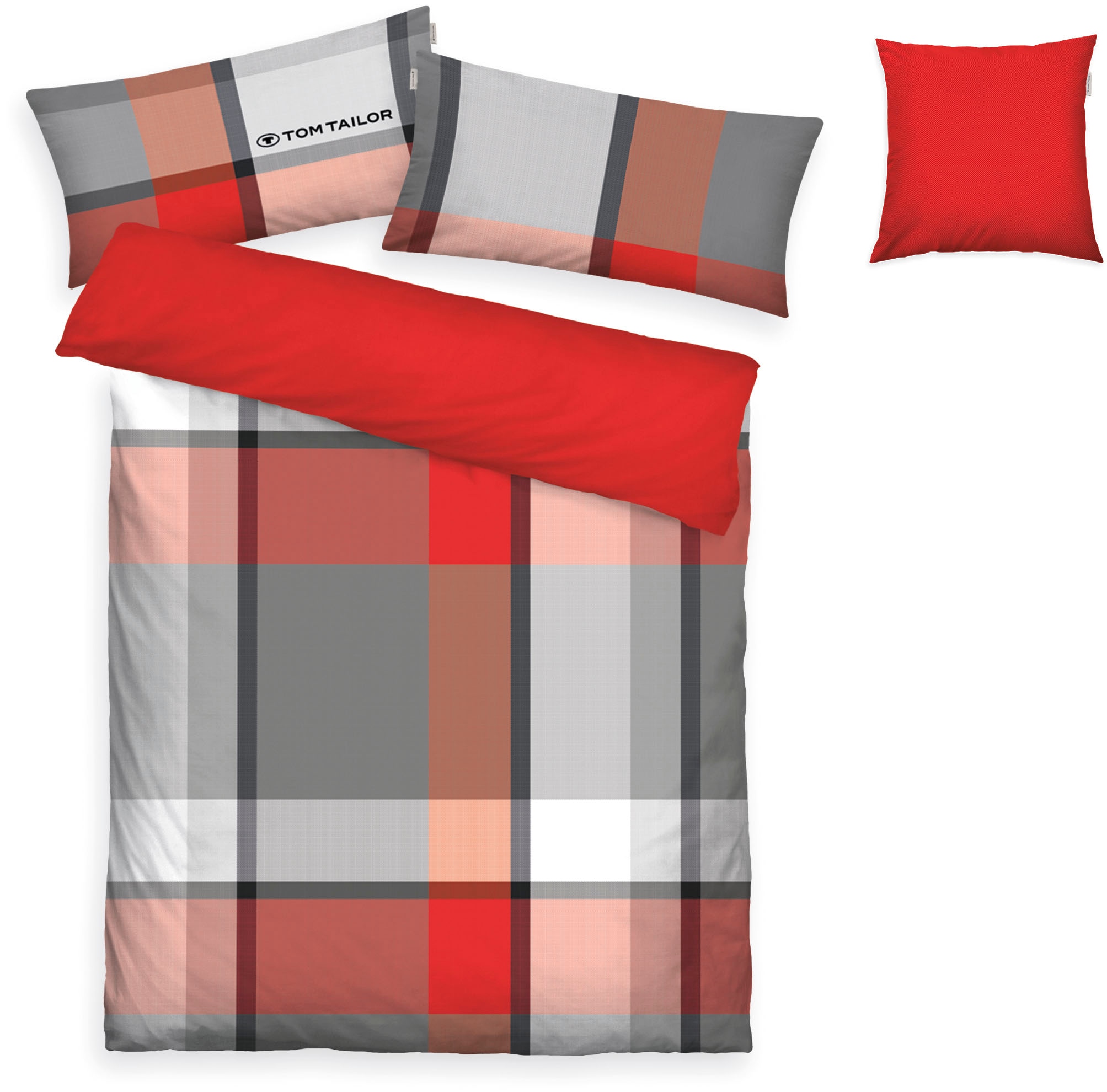 TOM TAILOR HOME Bettwäsche »Lenny in Gr. 135x200 oder 155x220 cm« 3 mit GRATIS-Zugabe: Kissenhülle 1tlg., in Biber und Renforcé erhältlich