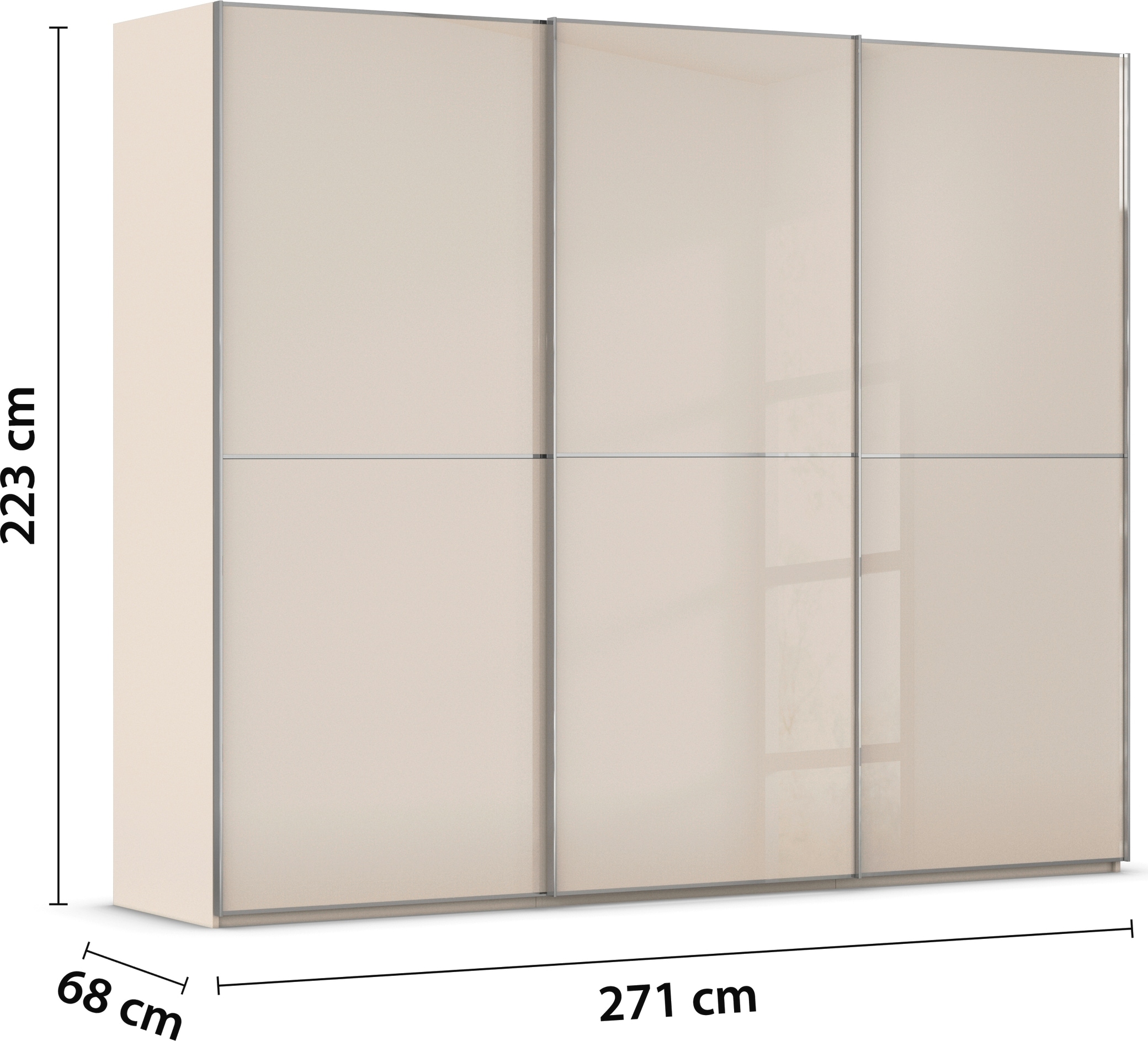 rauch Schwebetürenschrank »Kleiderschrank Schrank Garderobe Schlafzimmerschrank SCALE-DUO«, edle zweigeteilte Türen Glas-Front mit 3 Zierleisten MADE IN GERMANY