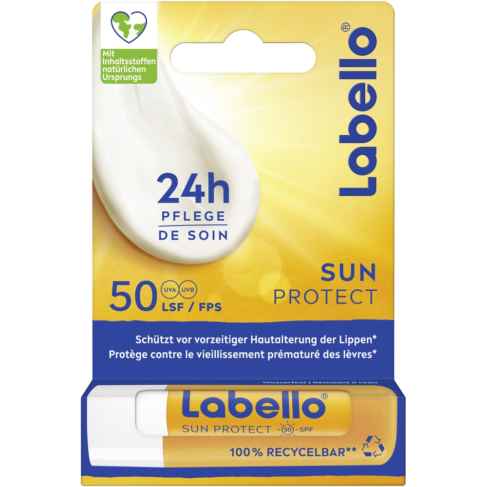 Nivea Sun Sonnenschutzlotion »Schutz & Pflege Lotion LSF50+ mit Labello Sun Gratis« mit Vitamin C & Hyaluron für doppelten Zellschutz