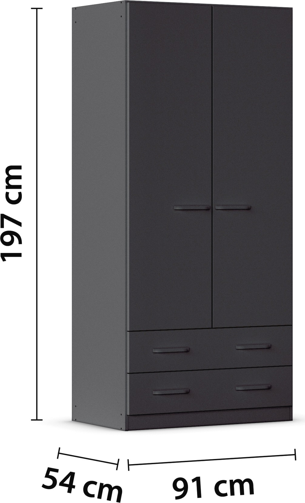 rauch Drehtürenschrank »Prandon B«, mit 2 Schubladen und Metallgriffen quer