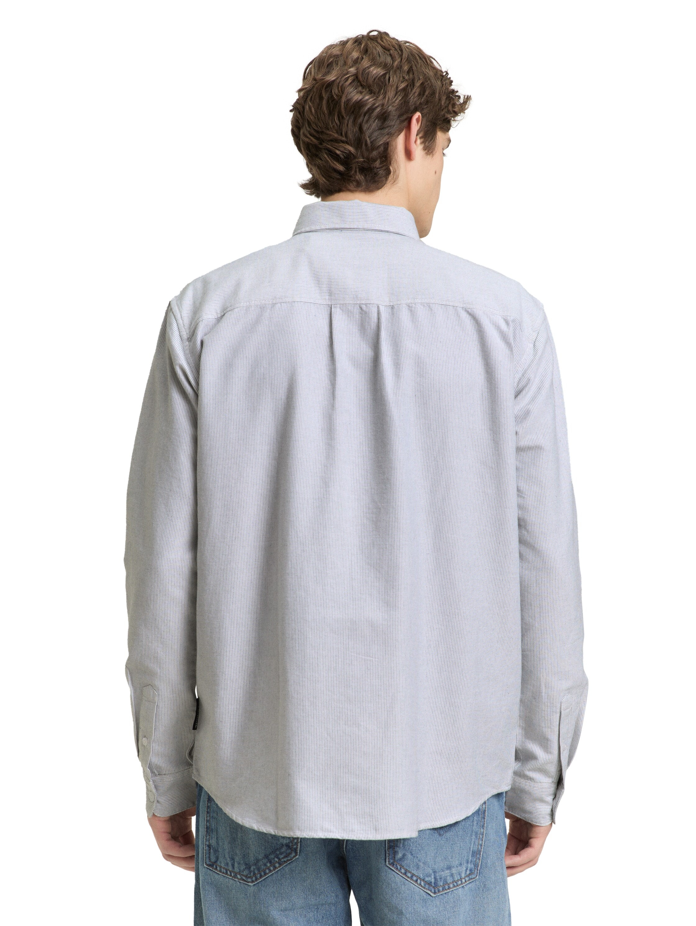 TOM TAILOR Denim Langarmhemd gestreift, mit Button-down-Kragen