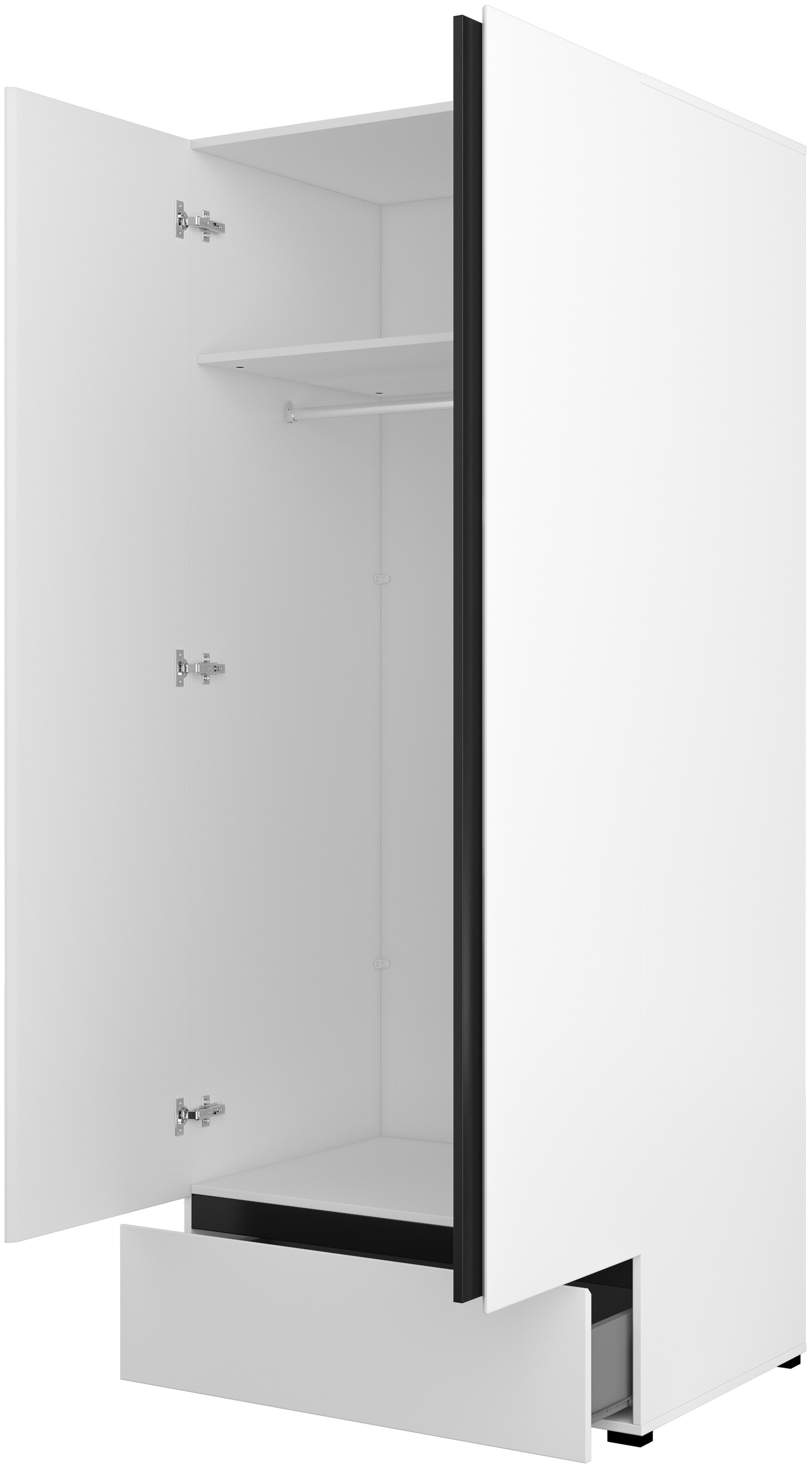 INOSIGN Drehtürenschrank »Cross, moderner griffloser Kleiderschrank«, Wäscheschrank mit Schublade, Garderobe, Türen