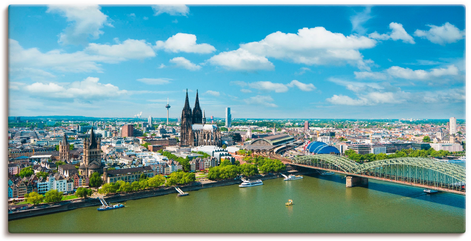 Artland Leinwandbild »Köln Rheinpanorama«, Deutschland, (1 St.), auf Keilrahmen gespannt