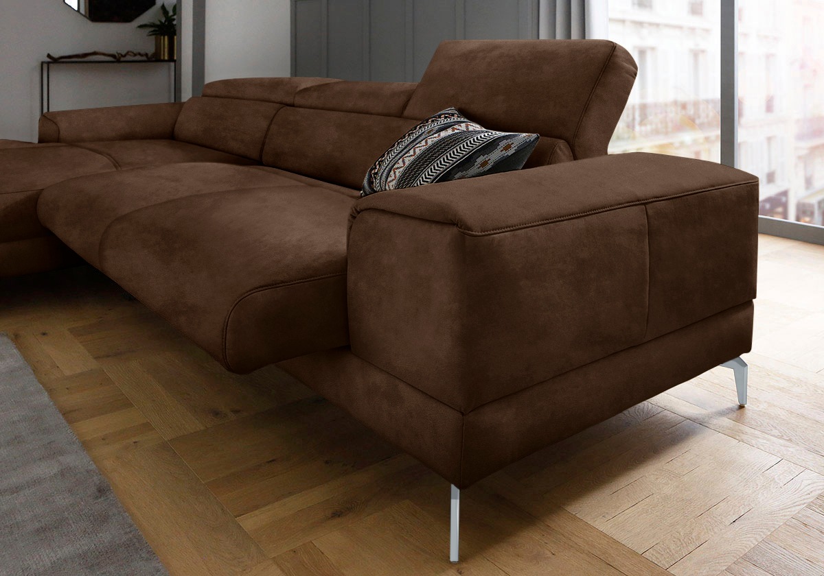 W.SCHILLIG Ecksofa »piedroo, Designsofa mit tollem Sitzkomfort, bequem und elegant, L-Form«, Kopfteilverstellung, wahlweise mit Sitztiefenverstellung, Breite 303cm