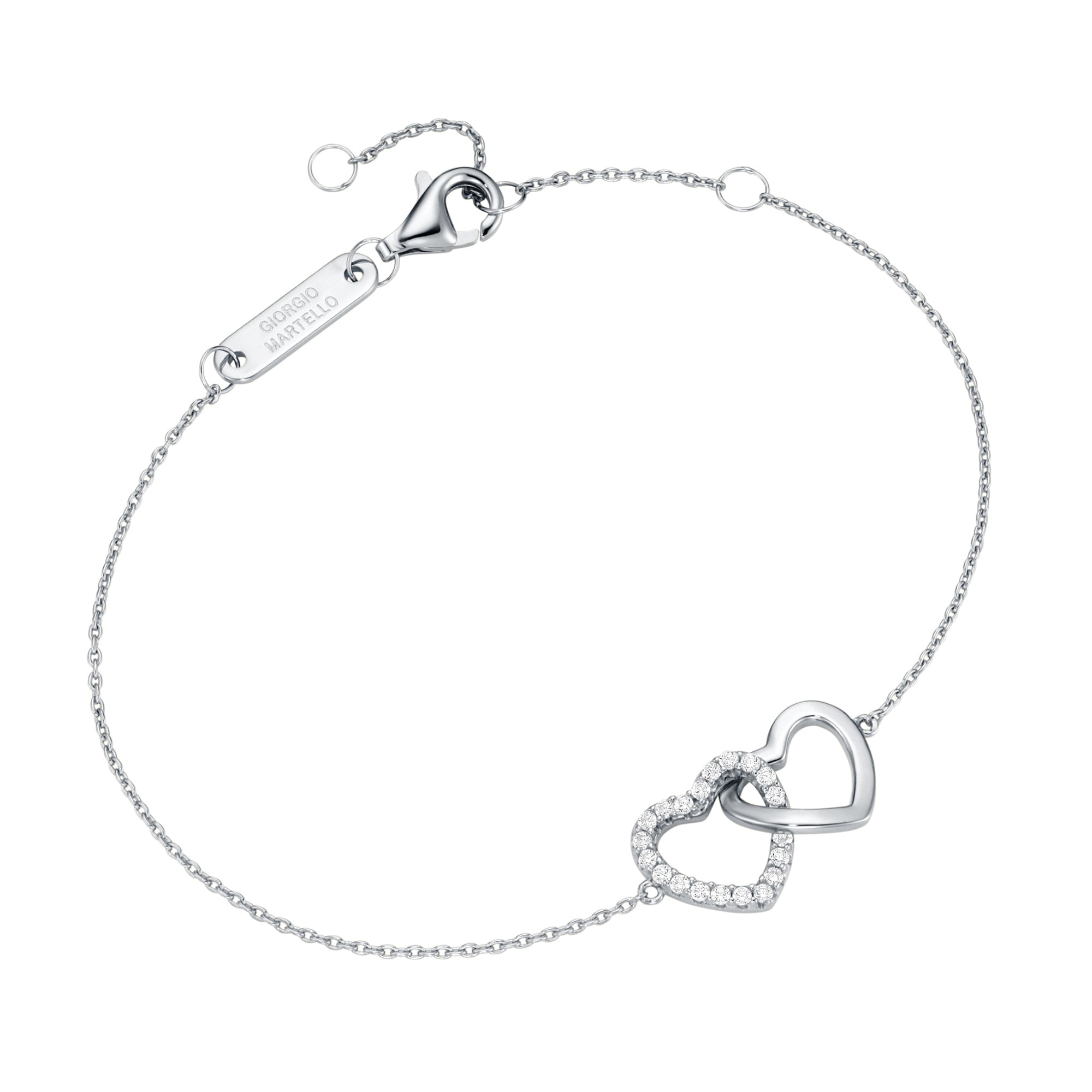 GIORGIO MARTELLO MILANO Armband »Armband zwei Herzen, mit weißen Zirkonia, Silber 925«