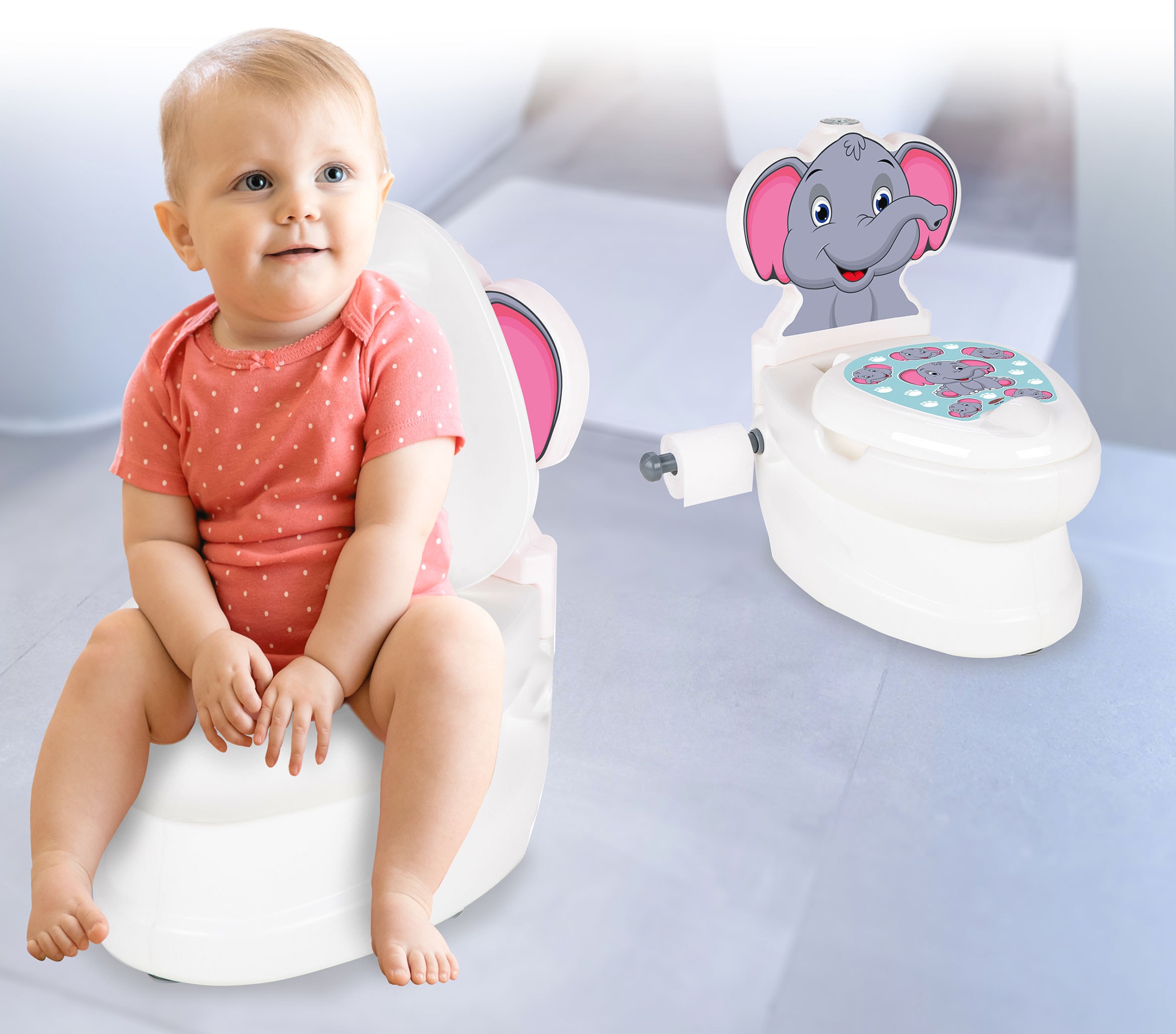 Jamara Toilettentrainer »Meine kleine Toilette, Elefant«, mit Spülsound und Toilettenpapierhalter