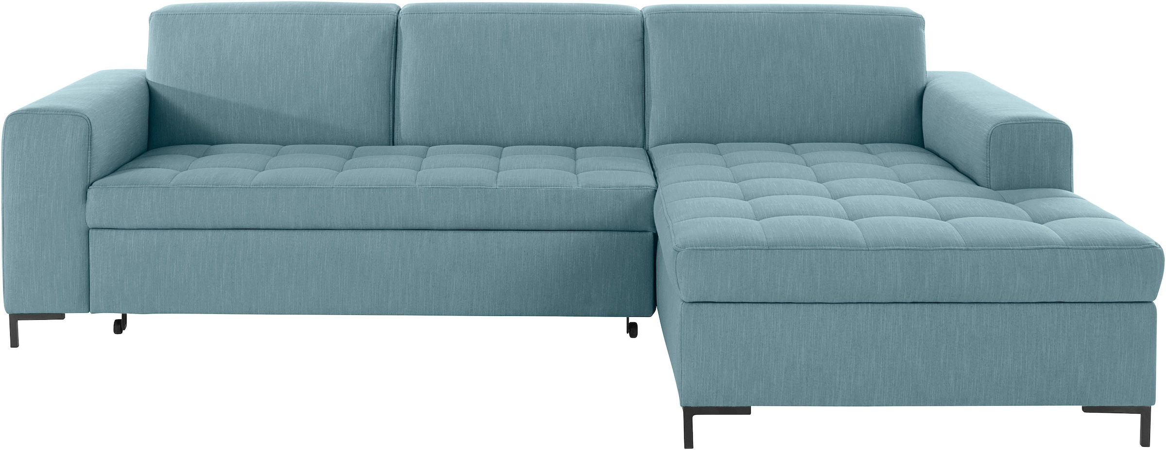 OTTO products Ecksofa »Grazzo, zeitlos und elegant, mit moderner Sitzheftung, L-Form«, hochwertige Stoffe aus recyceltem Material, Steppung im Sitzbereich