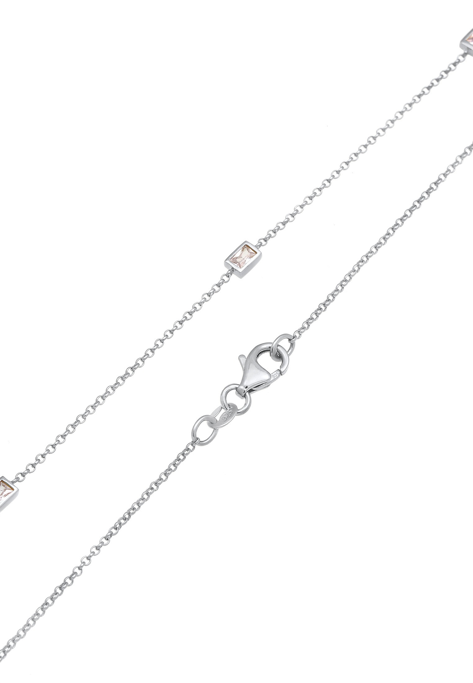 Elli Silberkette »Halskette Zirkonia Rechteck Geo Design 925 Silber«