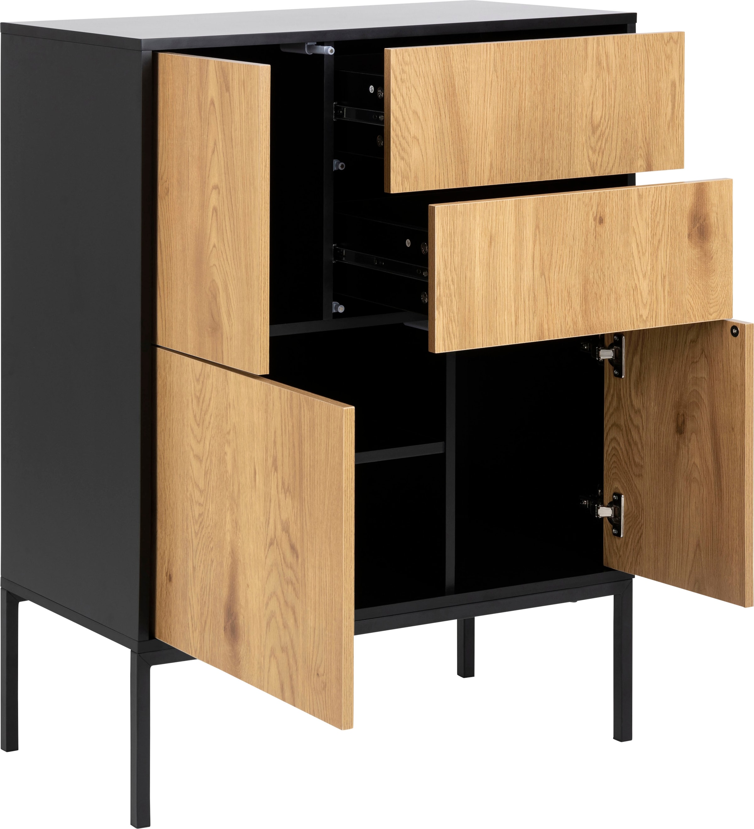 ACTONA GROUP Sideboard 1,  mit Wildeiche-Nachbildung, 3 Türen und 2 Schubladen, Breite 80 cm