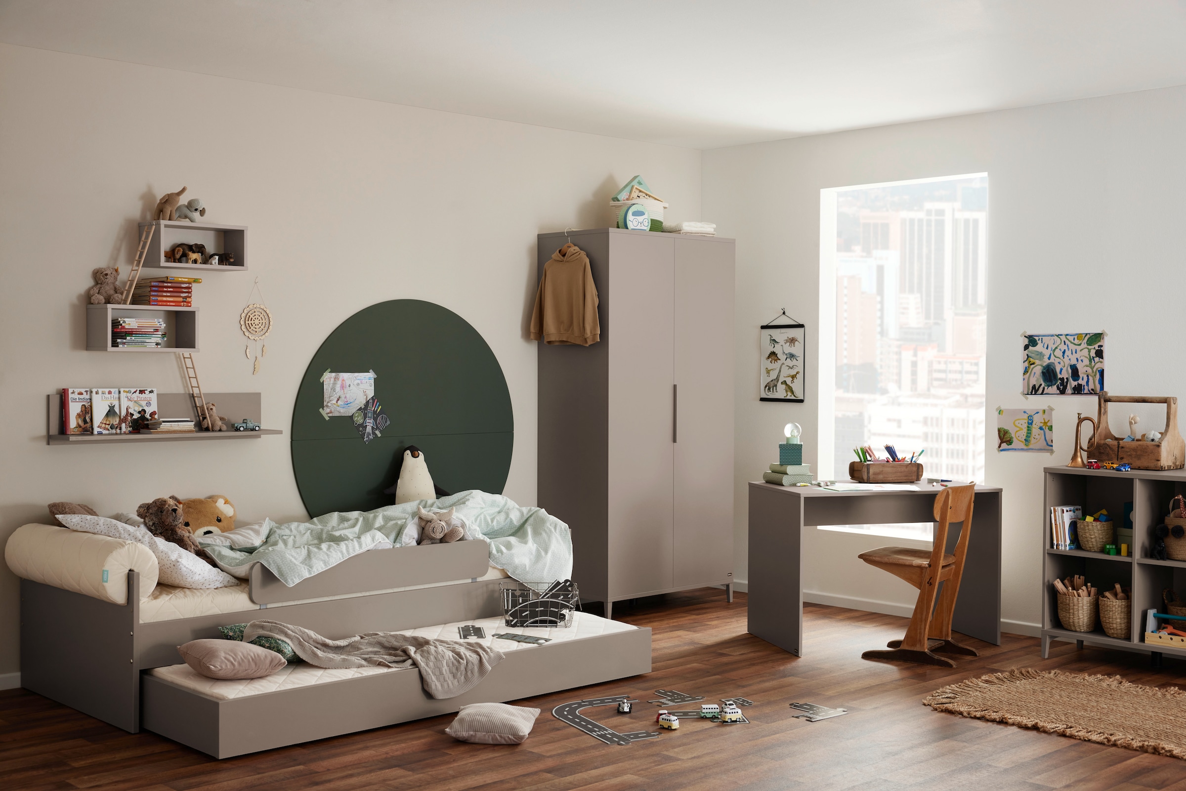 YUNY by PAIDI Kinderbett »BROTHER STU mit Bettkasten, Jugendliege« bietet extra Stauraum oder zweite Liegefläche, Kojenliege Taupe