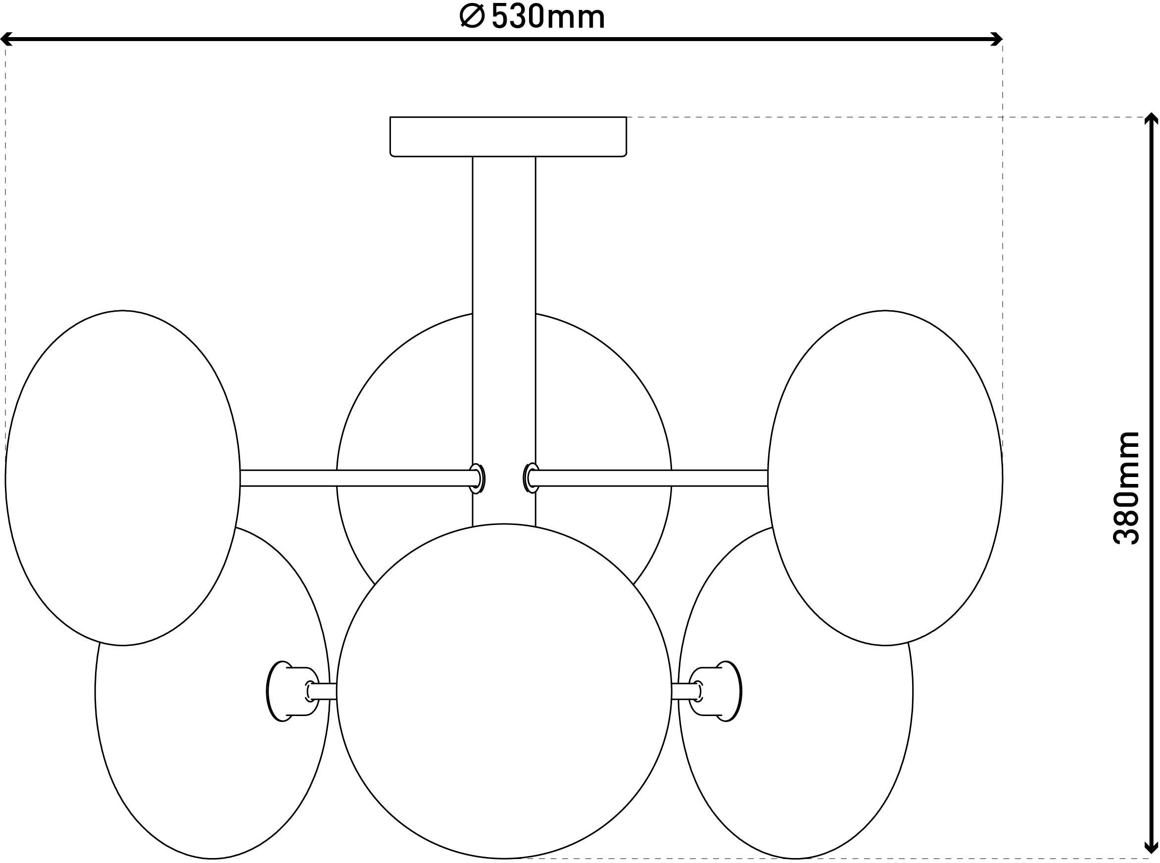 näve Deckenleuchten »Orion« G9 1 Stk. Glasschirme, 6flg. G9, exkl. Leuchtmittel, messing-matt, D: 53cm