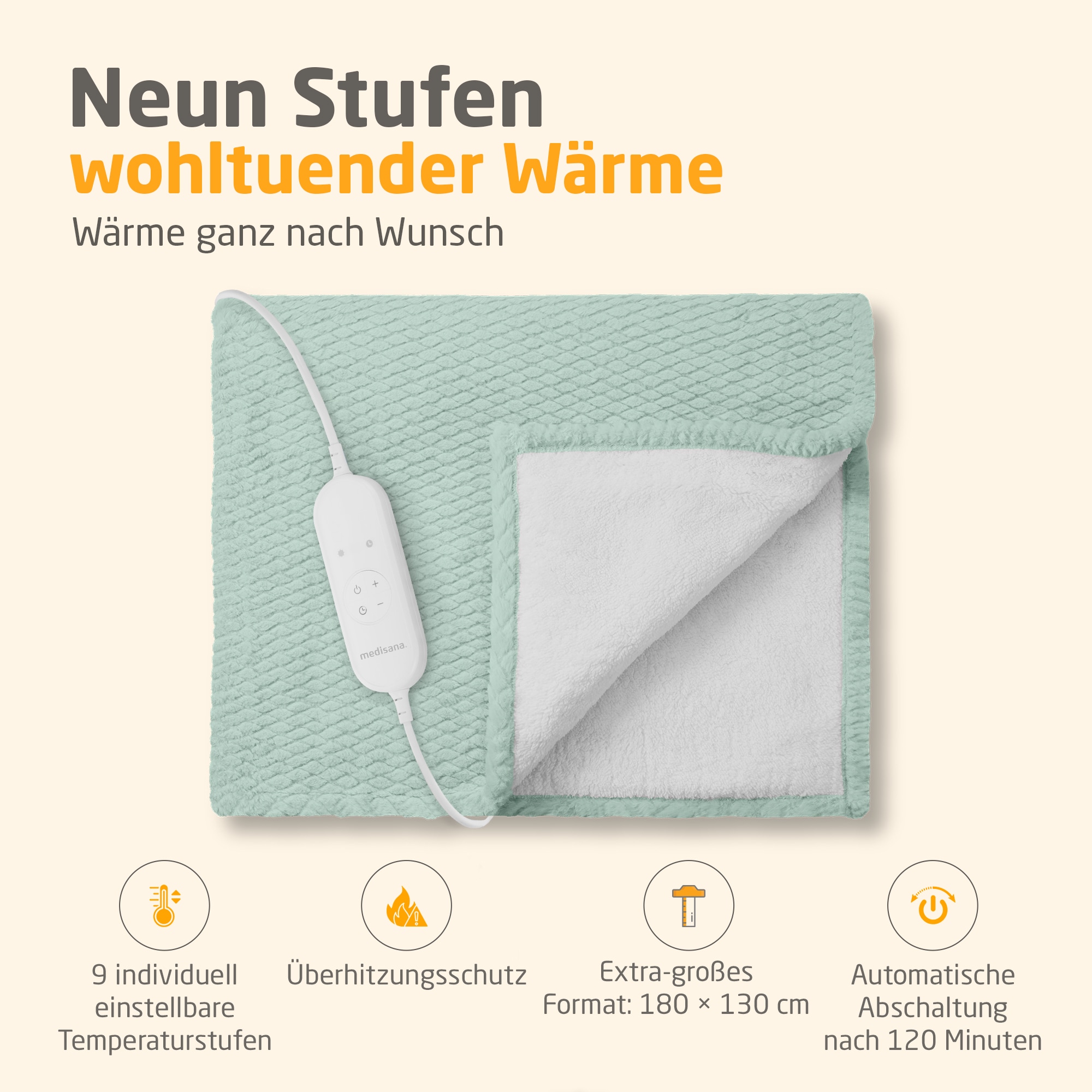 Medisana Heizdecke »HB 417« Heizdecke, 9 Temperaturstufen, autom. Abschaltung, Überhitzungsschutz