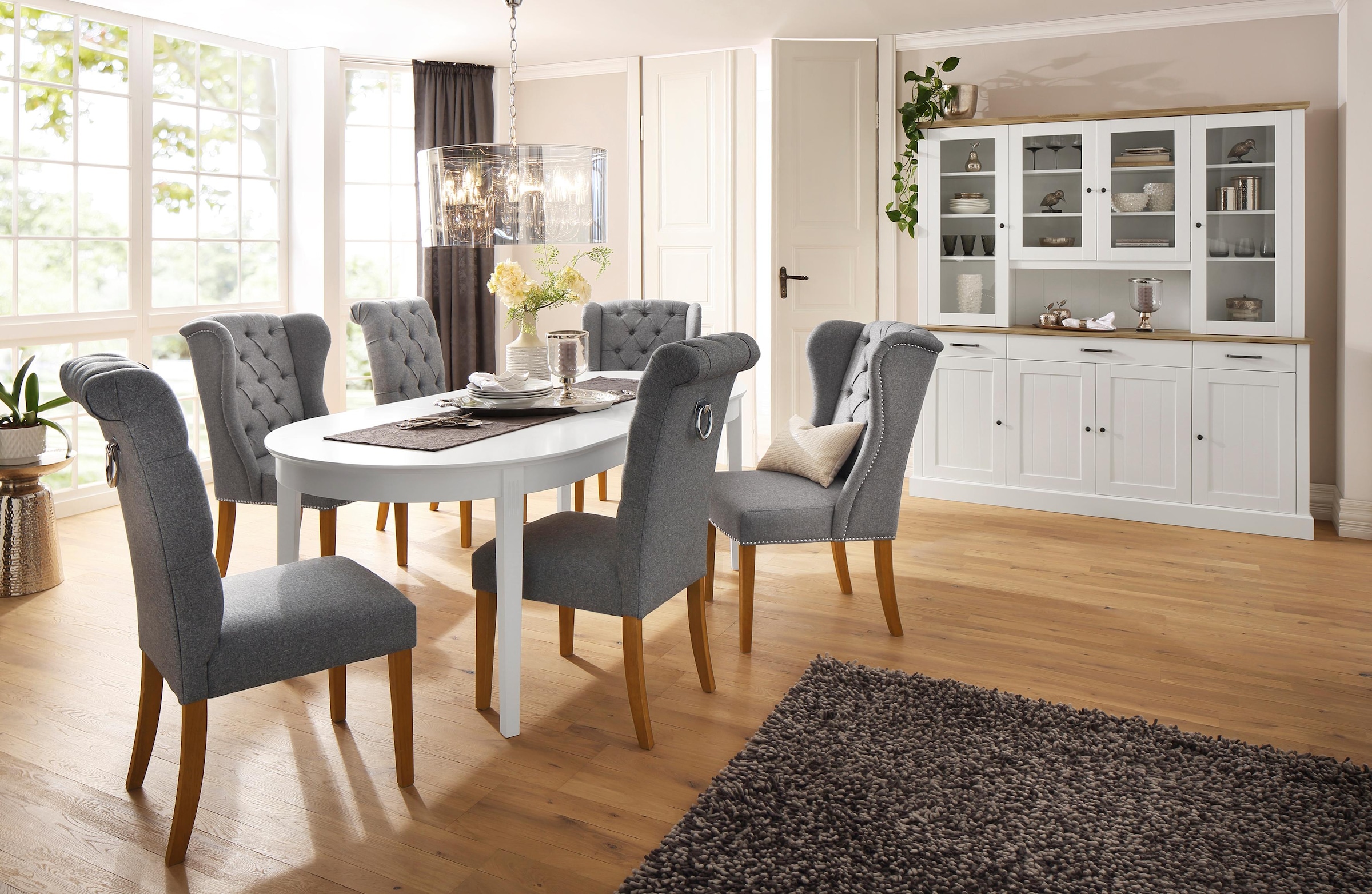 Home affaire Esszimmerstuhl »Liao, TOPSELLER!, OTTOs Choice«, (Set), Webstoff-Struktur (100% Polyester), 2er-Set, mit edler Knopfheftung in der Rückenlehne