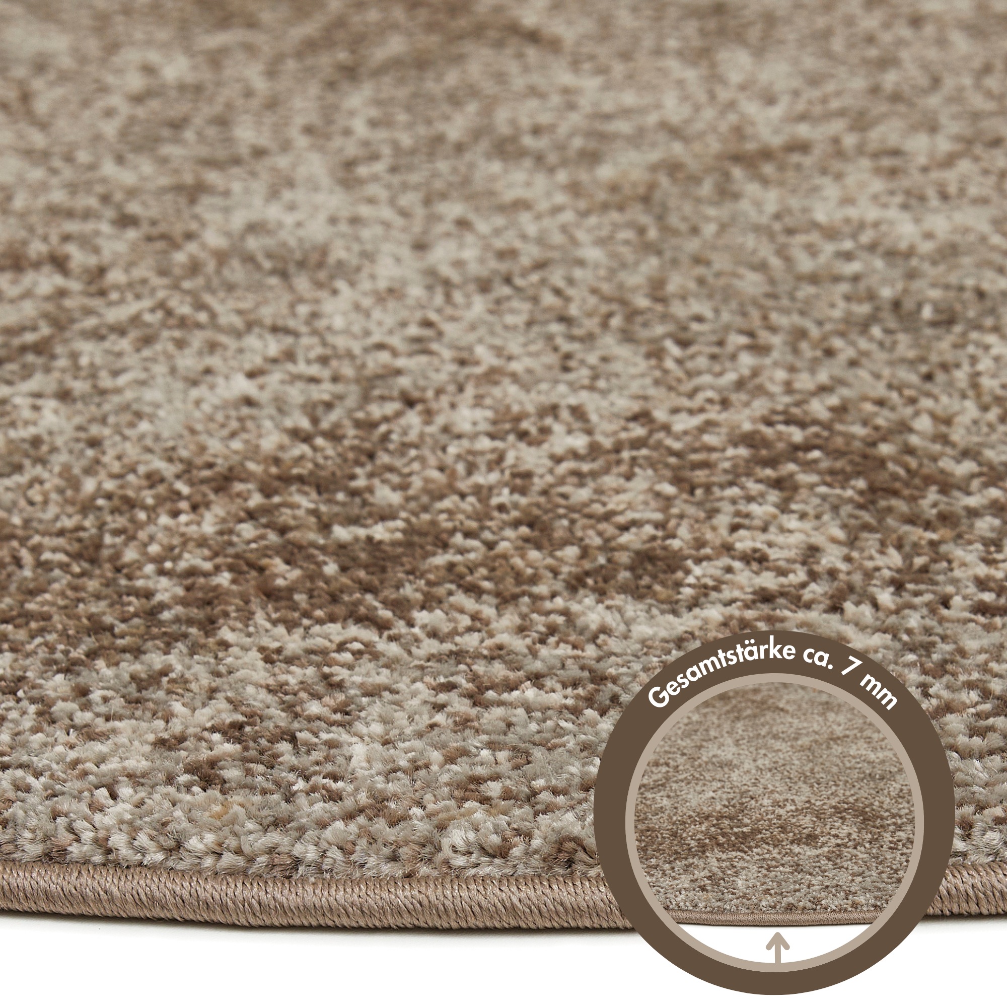 Andiamo Teppich »Luna«, rund, 7 mm Höhe, Kurzflor, modernes Design, ideal im Wohnzimmer & Schlafzimmer