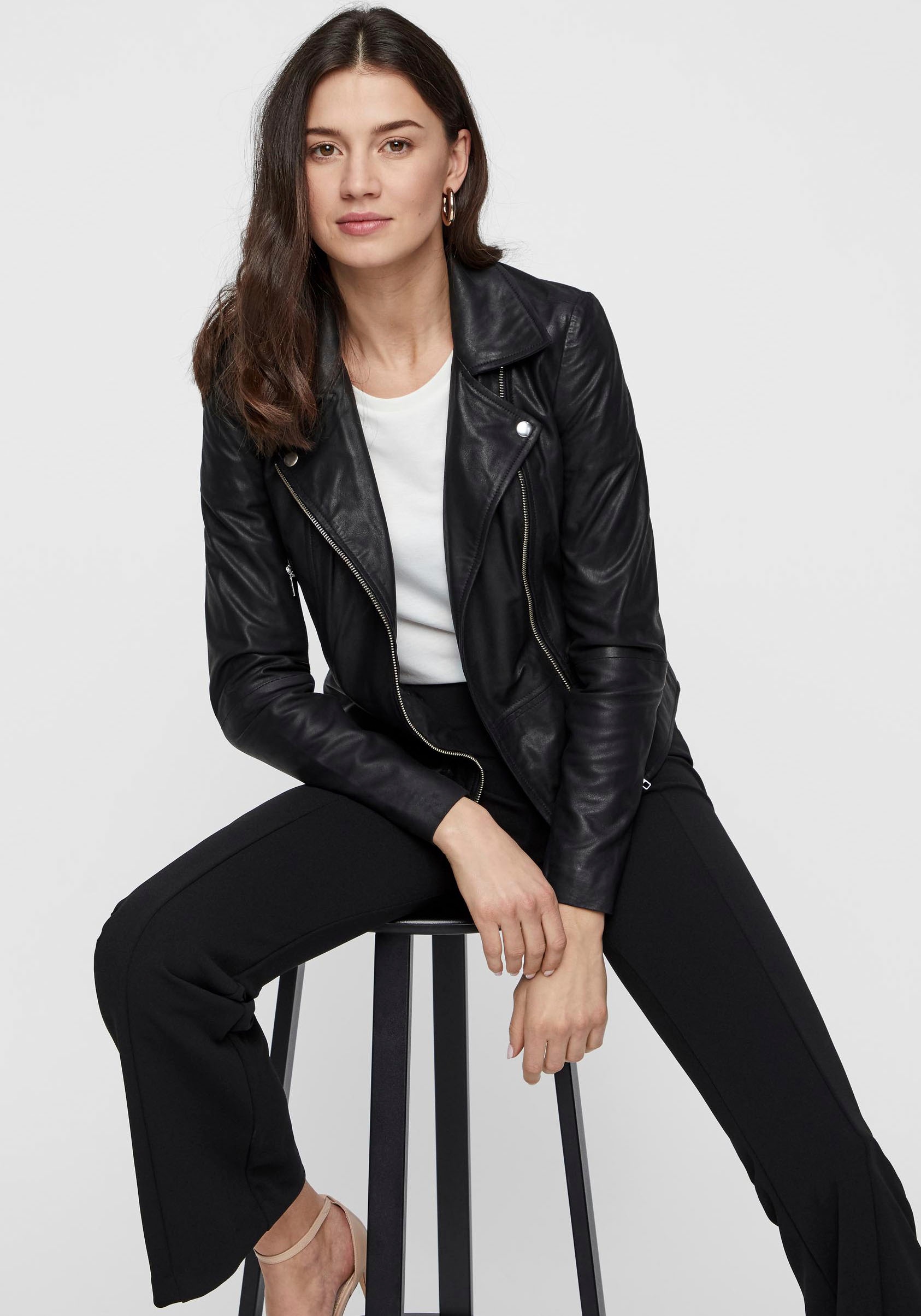 Y.A.S Lederjacke »YASSOPHIE LEATHER JACKET«, mit Biker Details