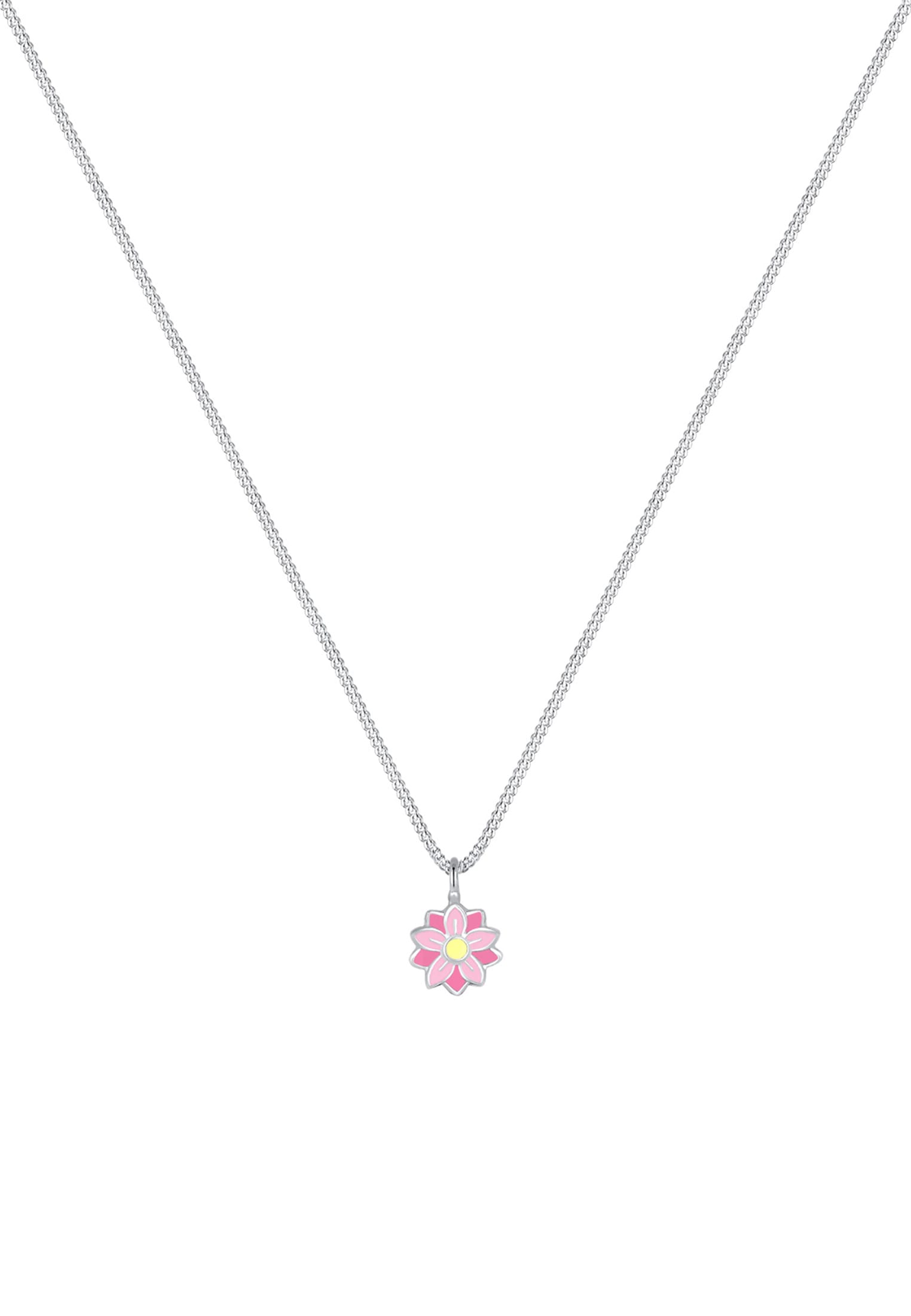 Elli Silberkette »Halskette Kinder Flower Blume Emaille Rosa 925 Sterling Silber«