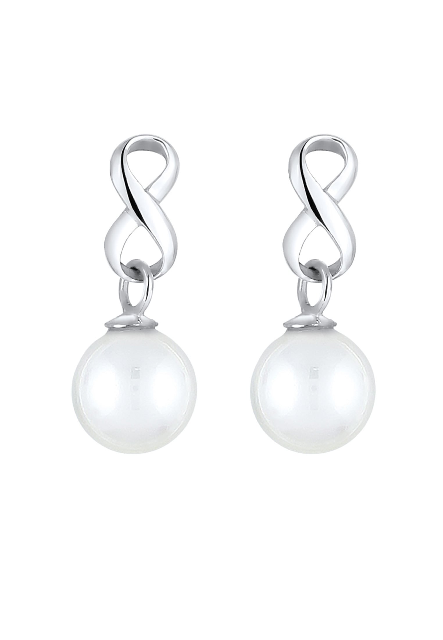 Elli Paar Ohrhänger »Ohrringe Ohrhänger kurz Infinity Muschelkernperle Weiß 925 Sterling Silber«