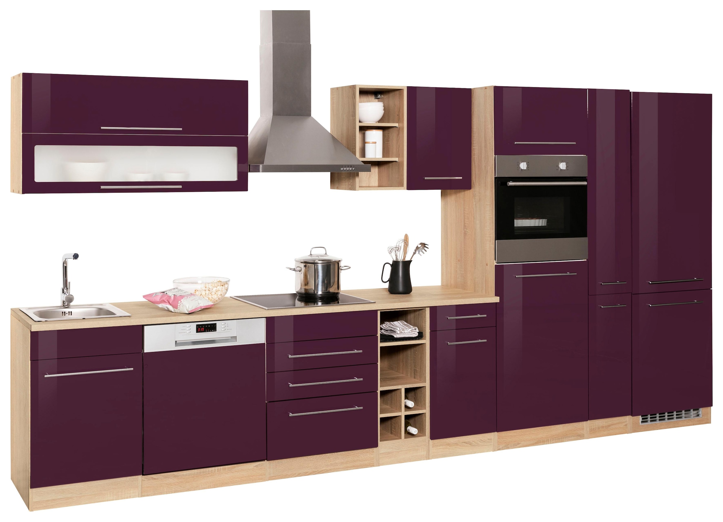 KOCHSTATION Küchenzeile »KS-Eton«, mit E-Geräten, Breite 390 cm