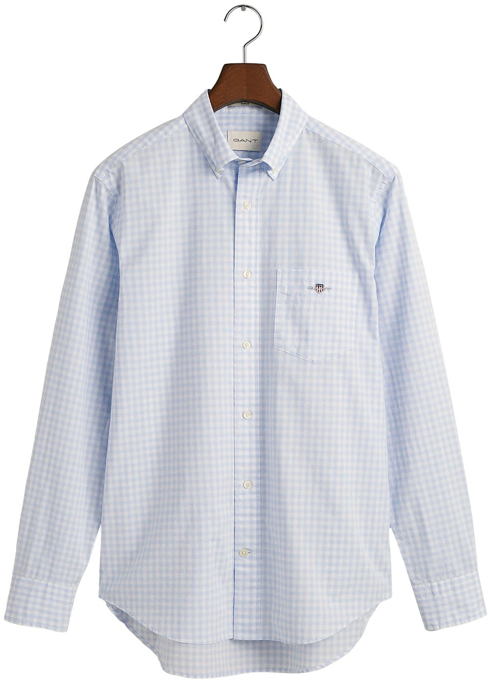 Gant Langarmhemd »REG POPLIN GINGHAM SHIRT« mit Logostickerei auf der Brust