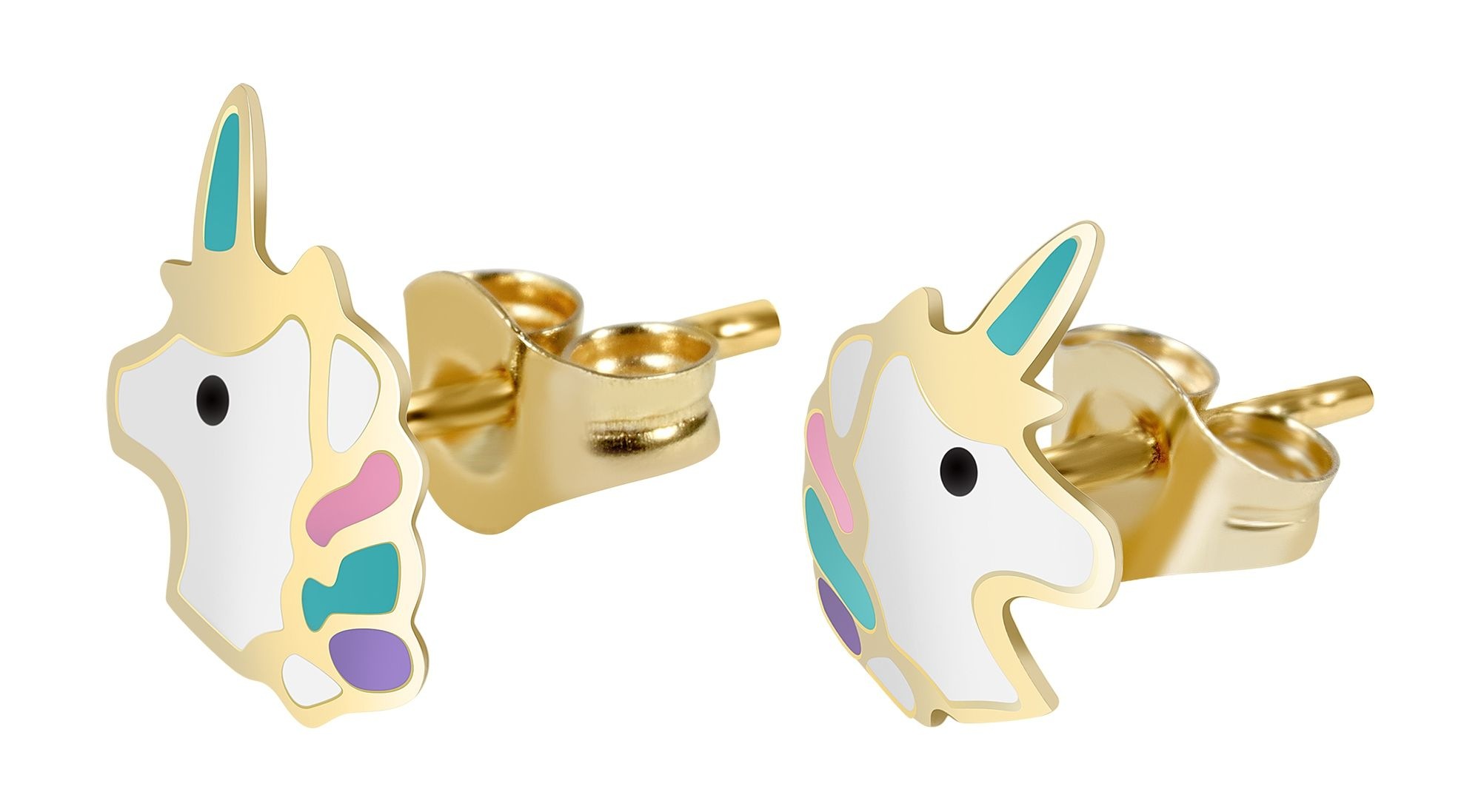 Adelia´s Paar Ohrstecker »Mädchen Ohrringe ¿ Ohrstecker Einhorn aus 333 Gold mit Emaille«
