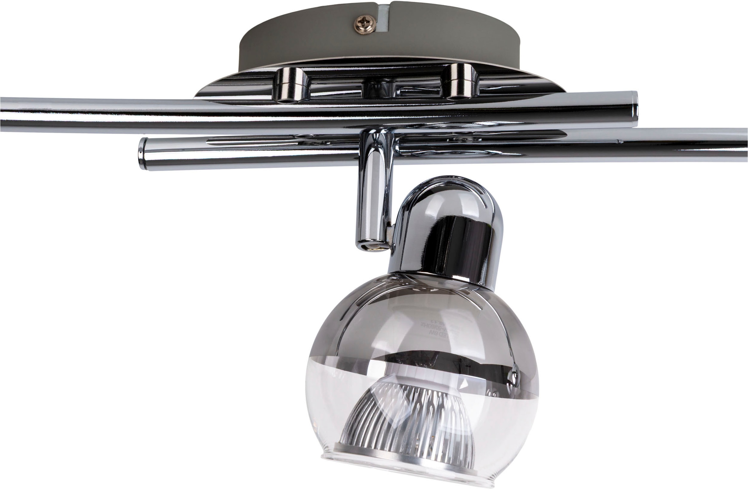 näve Deckenspots »Boccia« GU10 1 Stk. Warmweiß 1flg. incl. LED GU10 6W, chrom, Glasschirm, verstellbarer Spot, D:14cm