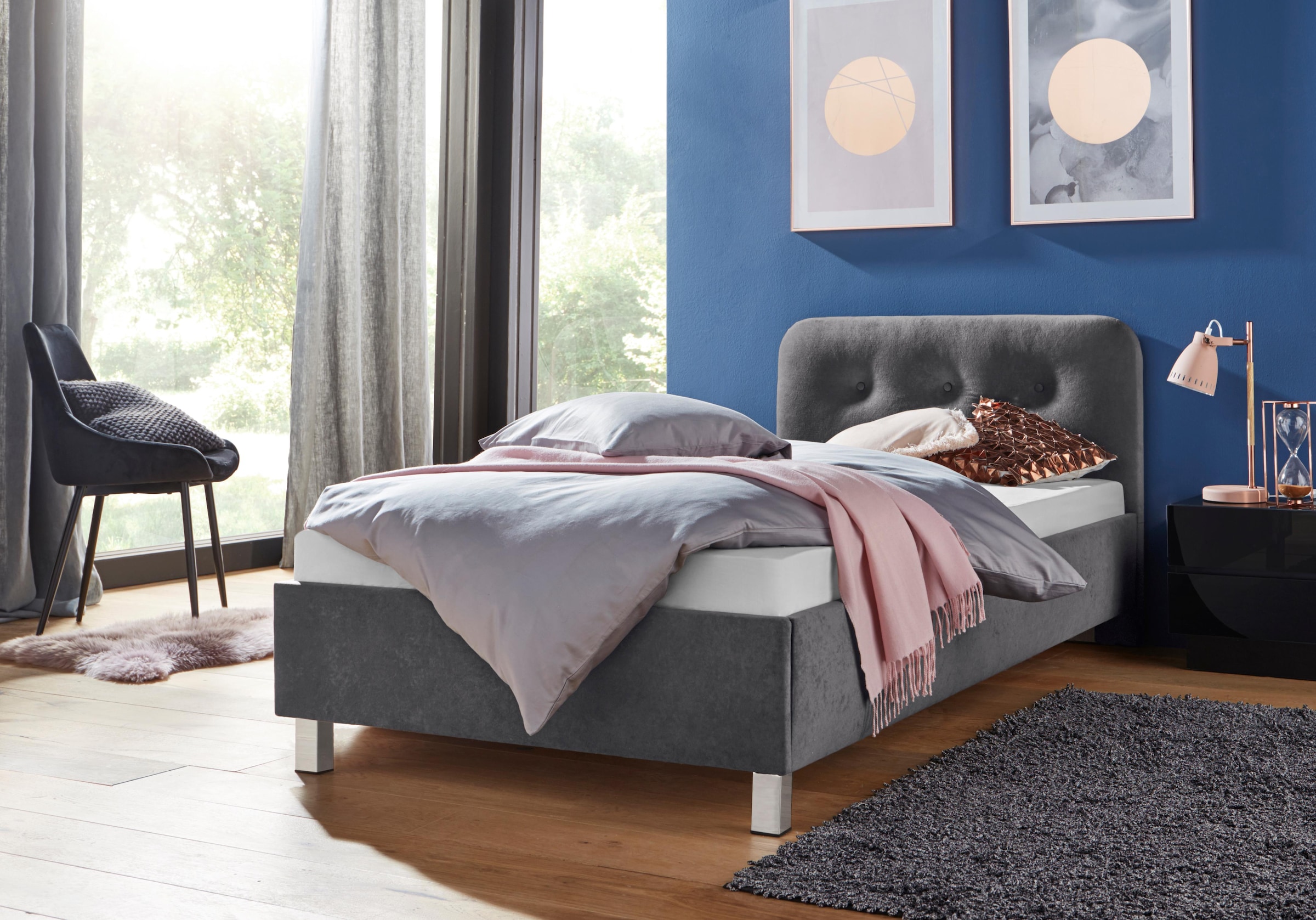 Westfalia Schlafkomfort, Polsterbett »Vulkan« in diversen Ausführungen, anthrazit, Bezug Bett: Microfaser (100% Polyester) oder Strukturstoff (77% 