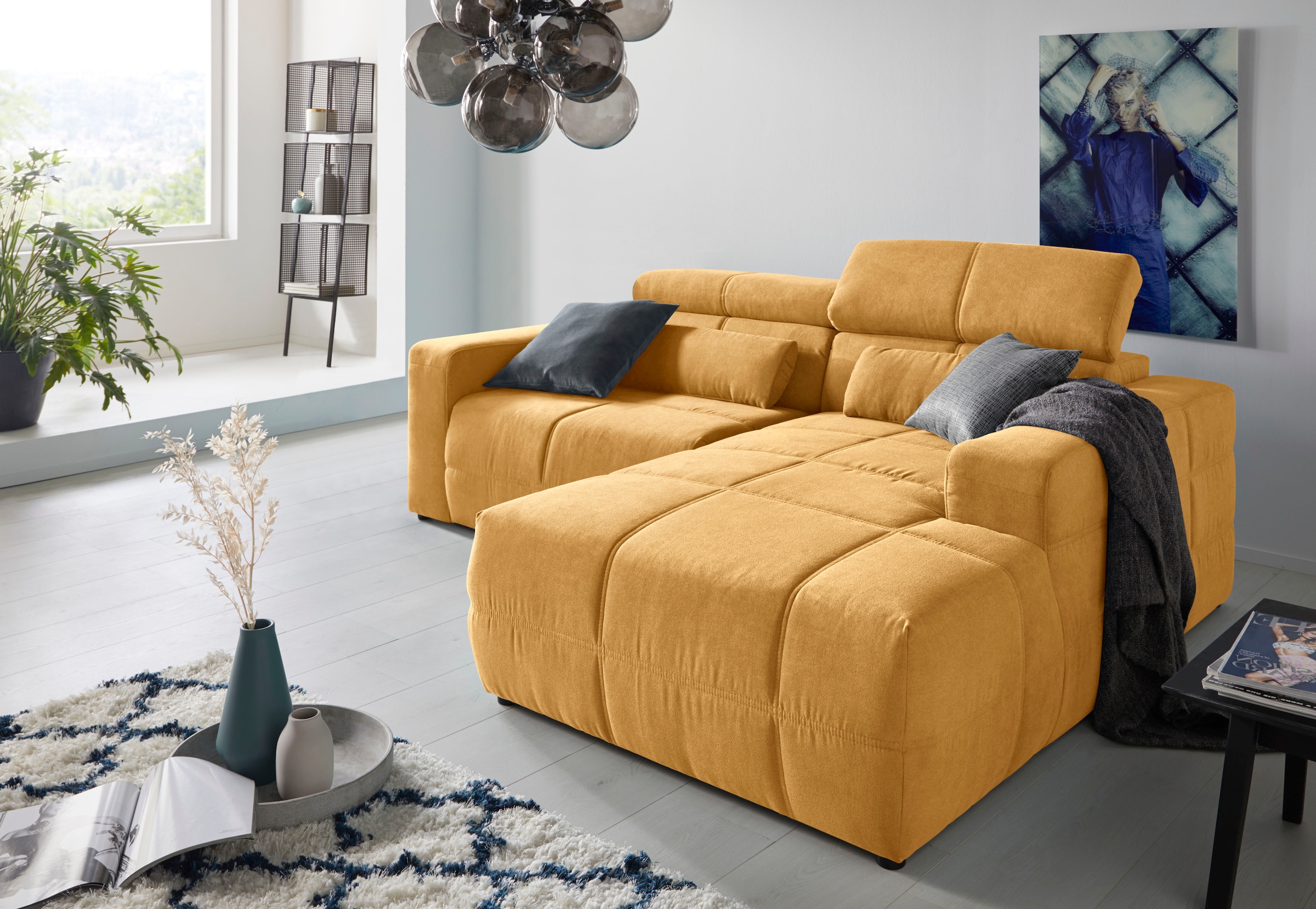 Ecksofa »Brandon kleine Ausführung B/T/H: 214/100/80 cm«, Mit Kopfteilverstellung,...