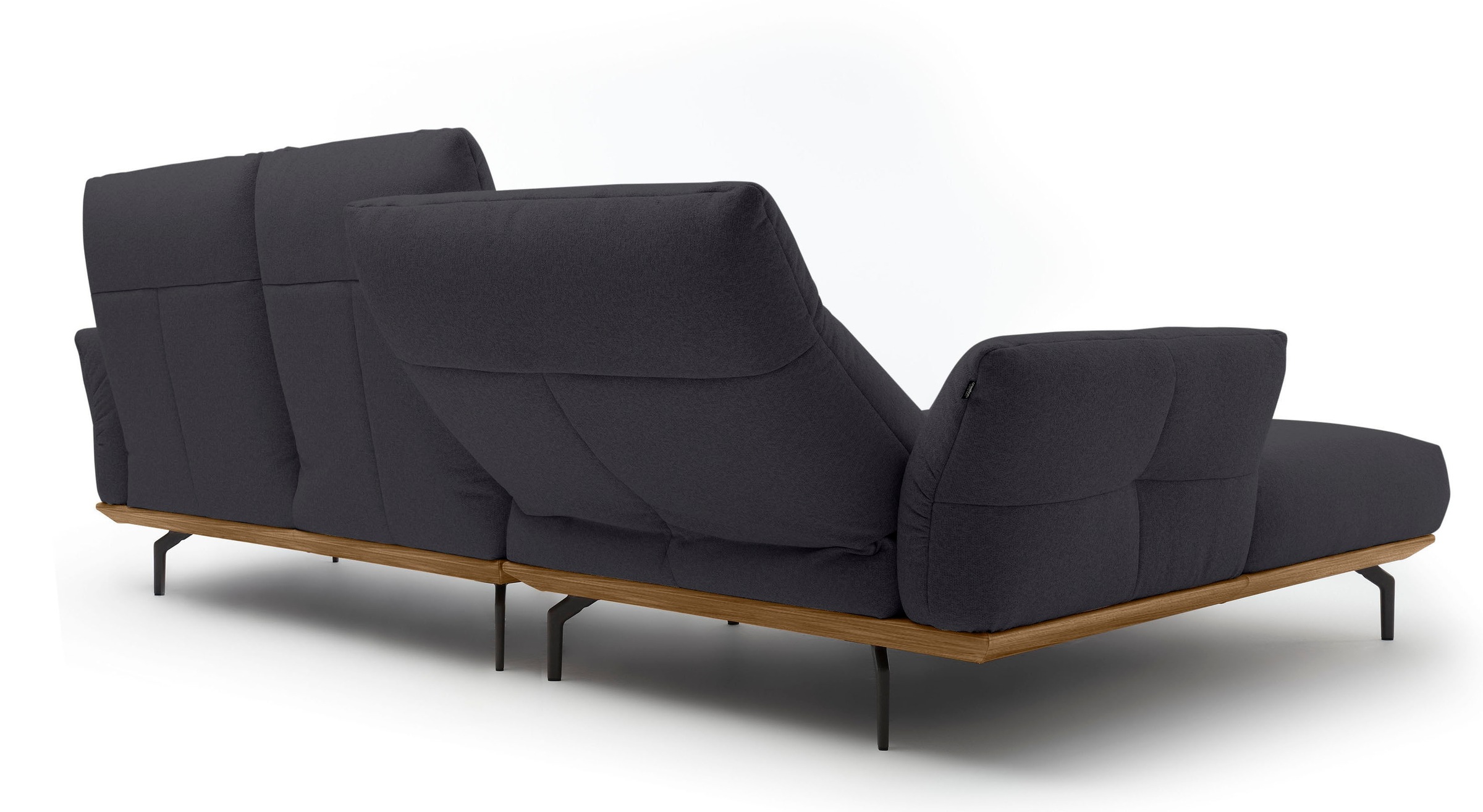 Creation BY ROLF BENZ Ecksofa »CR.460«, Sockel in Nussbaum, Winkelfüße in Umbragrau, Breite 298 cm