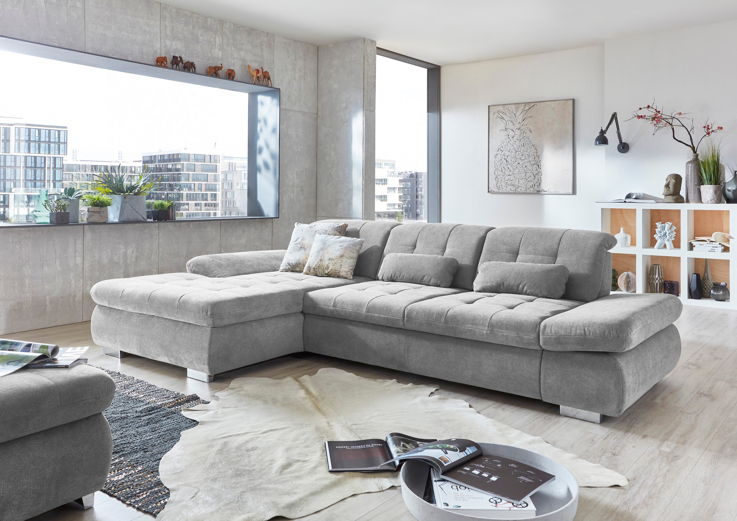 Die PlanBar Ecksofa »MP-IN17004 L-Form, Breite 331 cm, wahlweise weitere Funktionen« Federkern-Polsterung, inkl. Sitztiefenverstellung