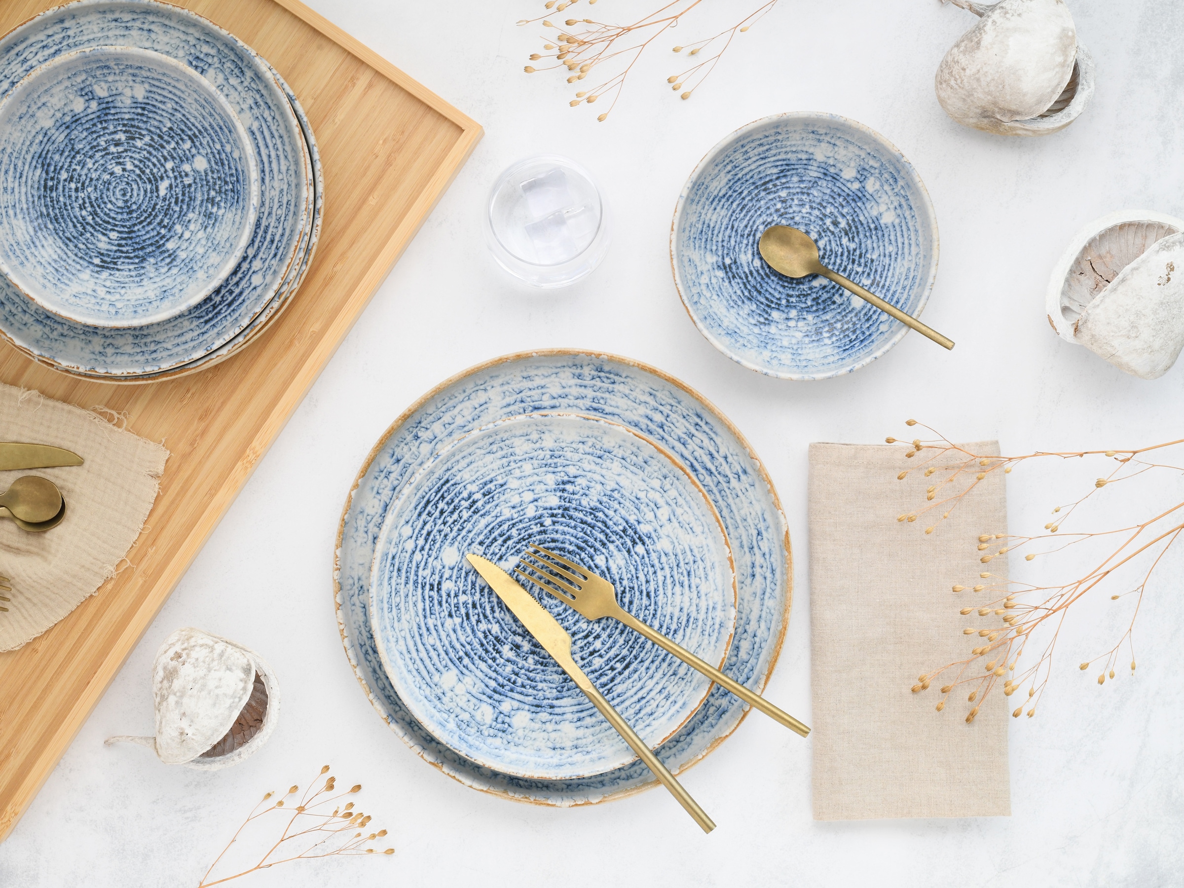 CreaTable Teller-Set »Uno Mykonos, Teller Set 12-tlg« Sommerlich, Vintage Style, Reaktivglasur