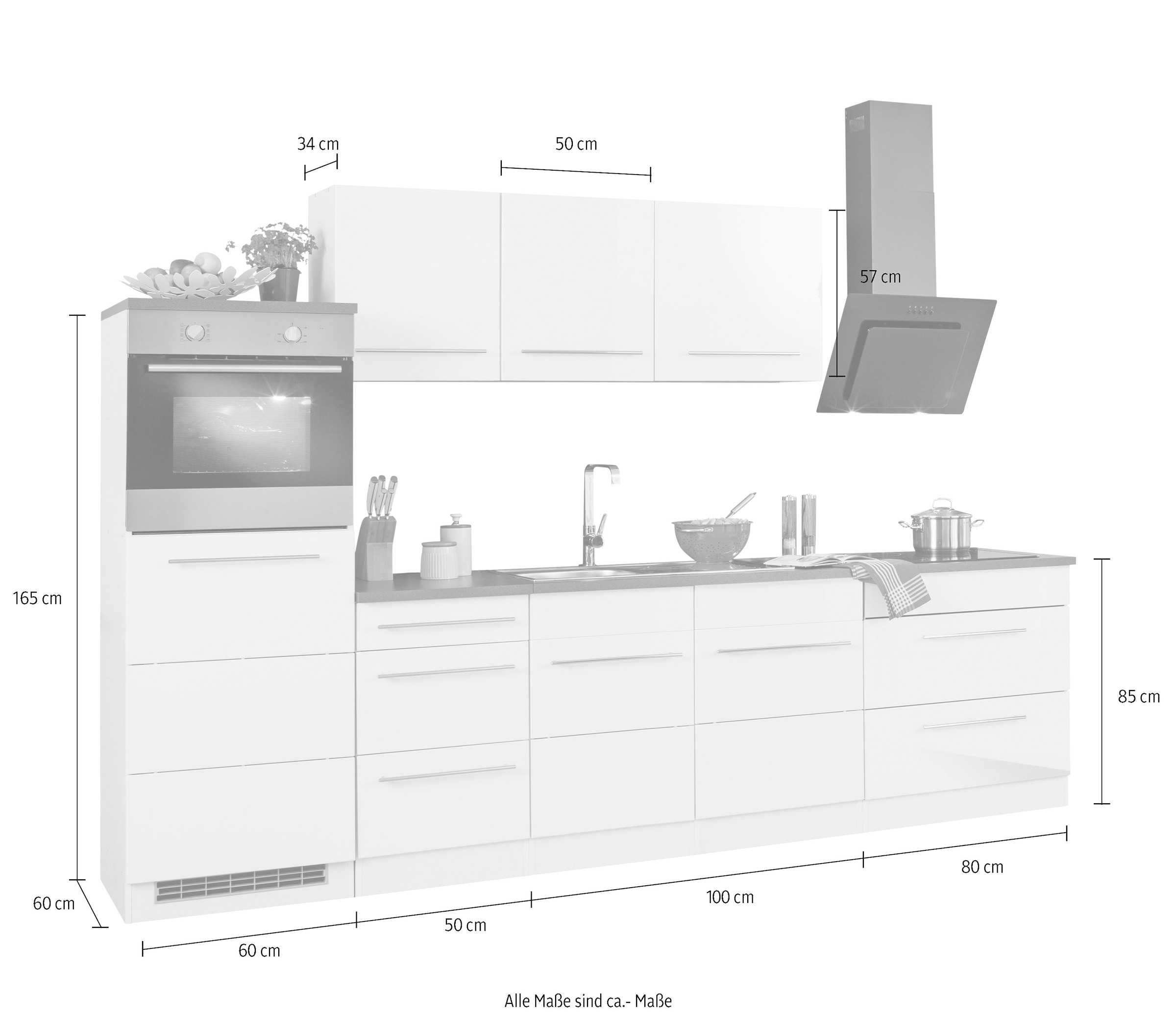 HELD MÖBEL Küchenzeile »Trient«, kaufen E-Geräten, Breite 290 Raten auf mit cm
