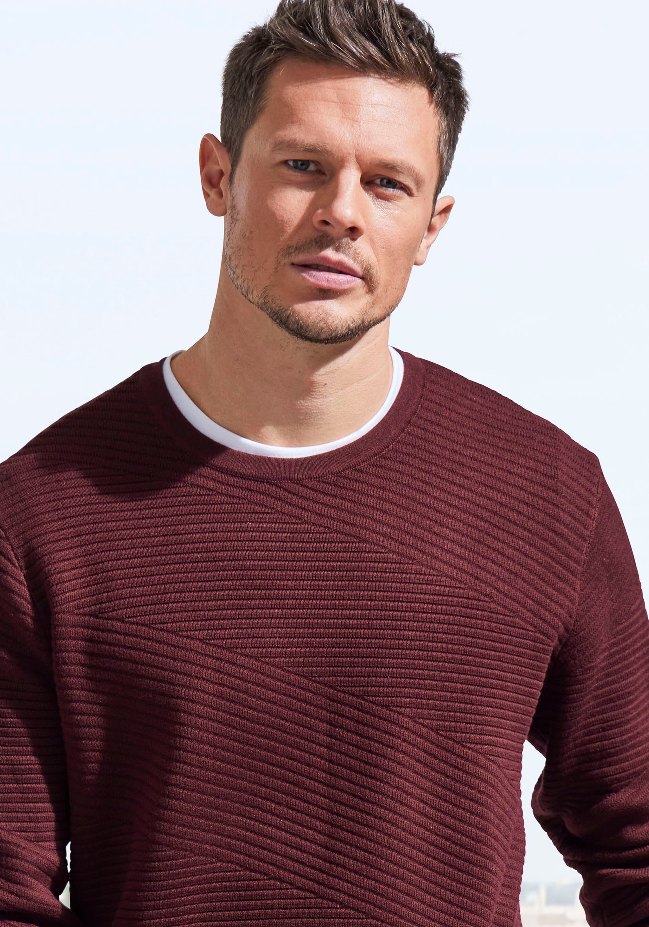 John Devin Strickpullover, Pullover aus weichem Strukturstrick