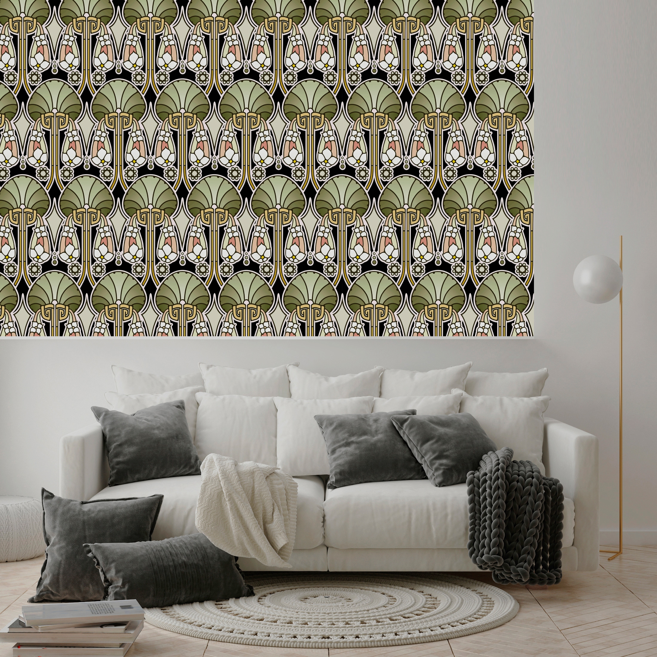 queence Vinyltapete »Eliana«, bedruckt-Barock-Antikoptik-Kunst, 90x250cm, selbstklebend, kinderleichte Anbringung, Sticker