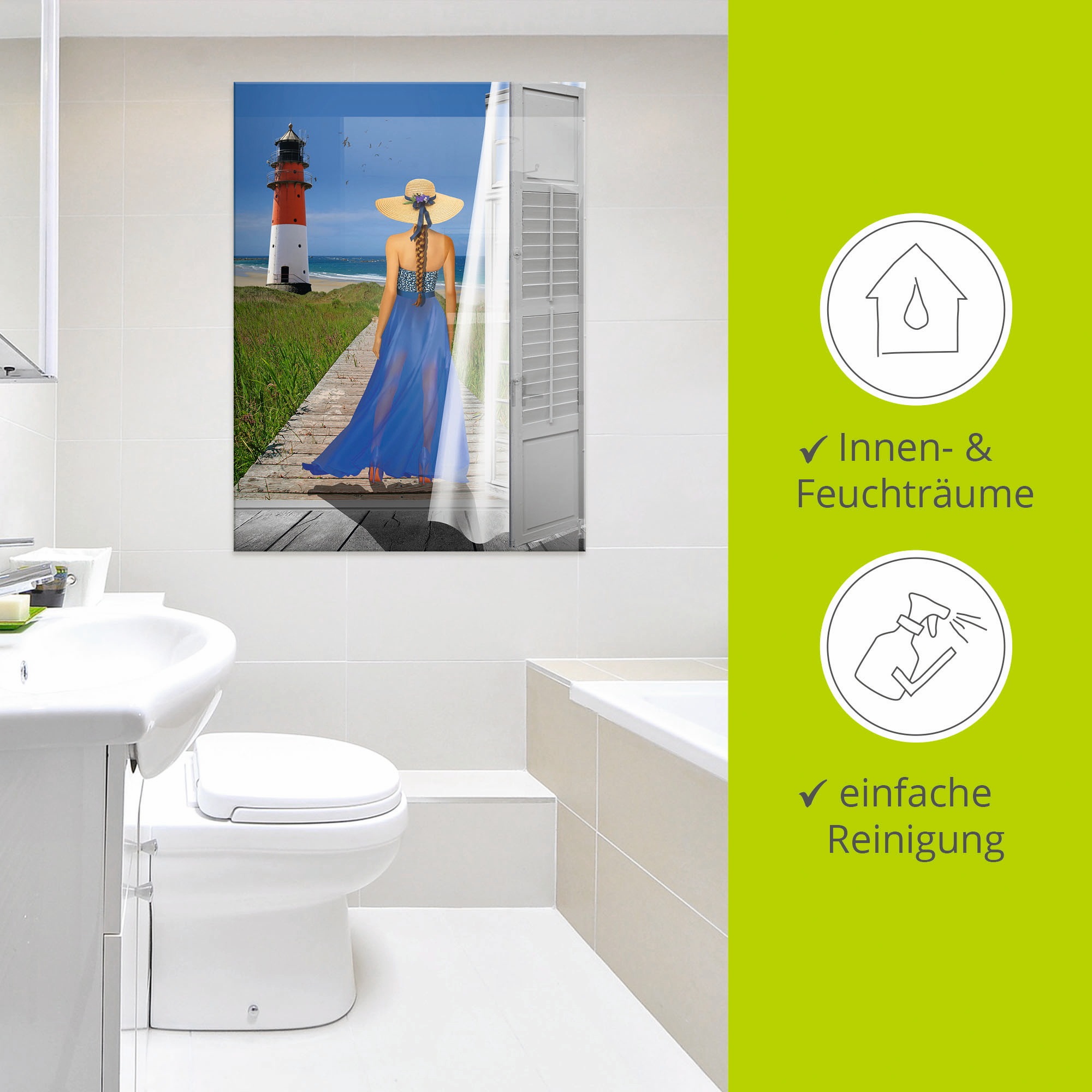 Artland Glasbild »Urlaub am Meer« Frau 1 Stk. tlg. in verschiedenen Größen